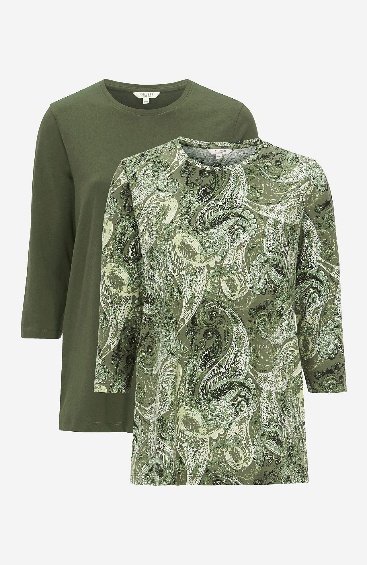 Jersey top with 3/4 sleeves Agnes 2-pack