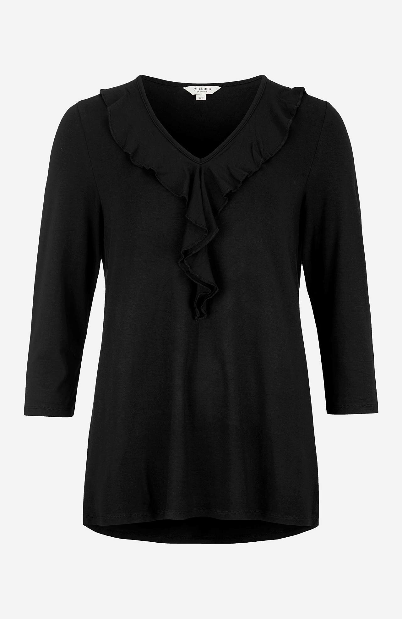 V-neck top with frill edge