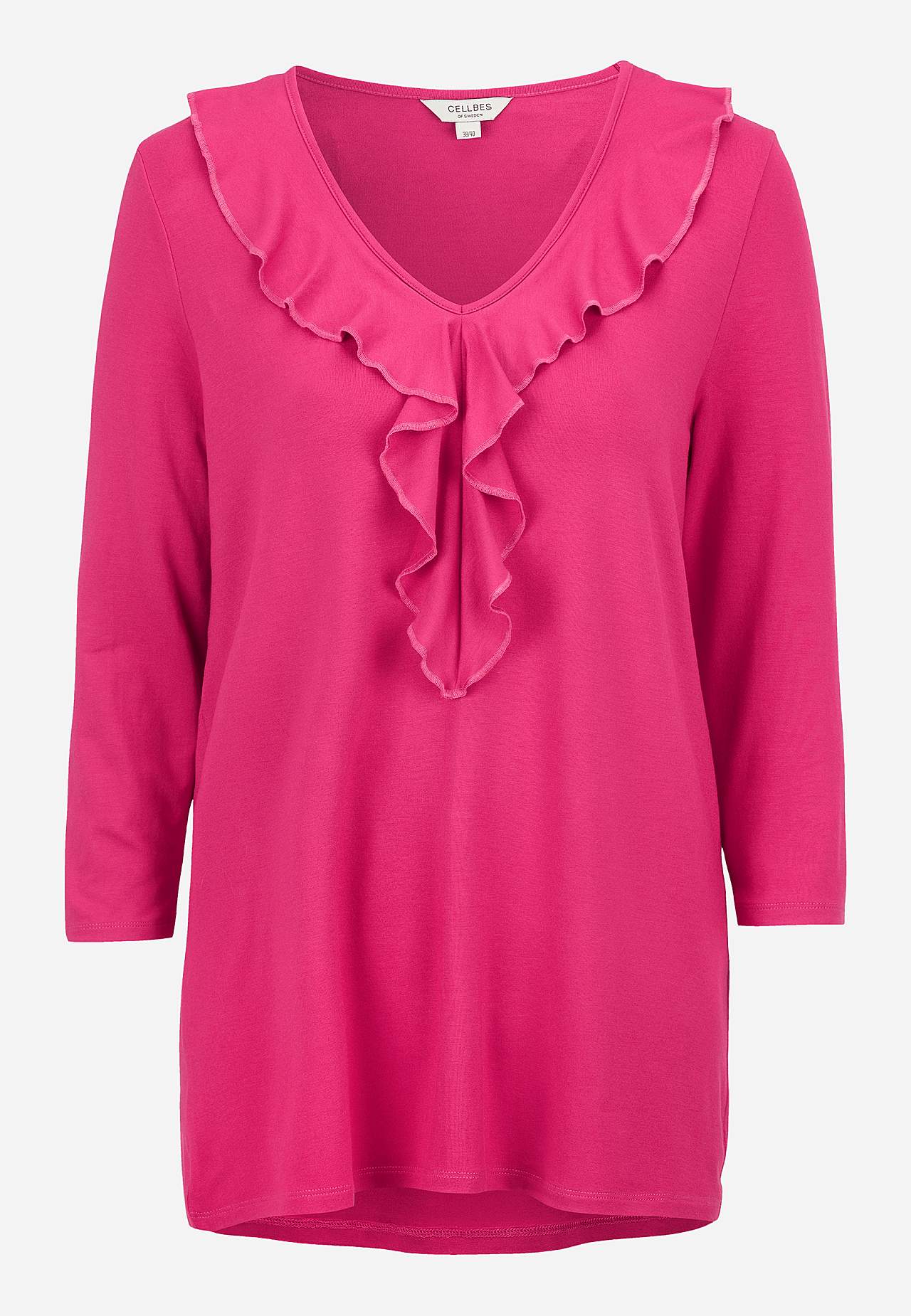 V-neck top with frill edge