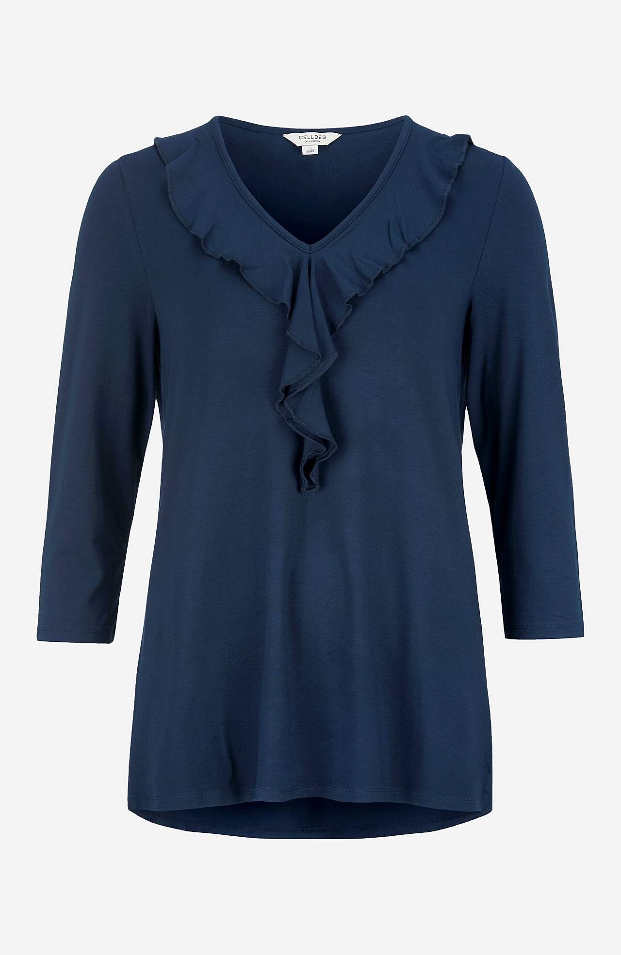 V-neck top with frill edge