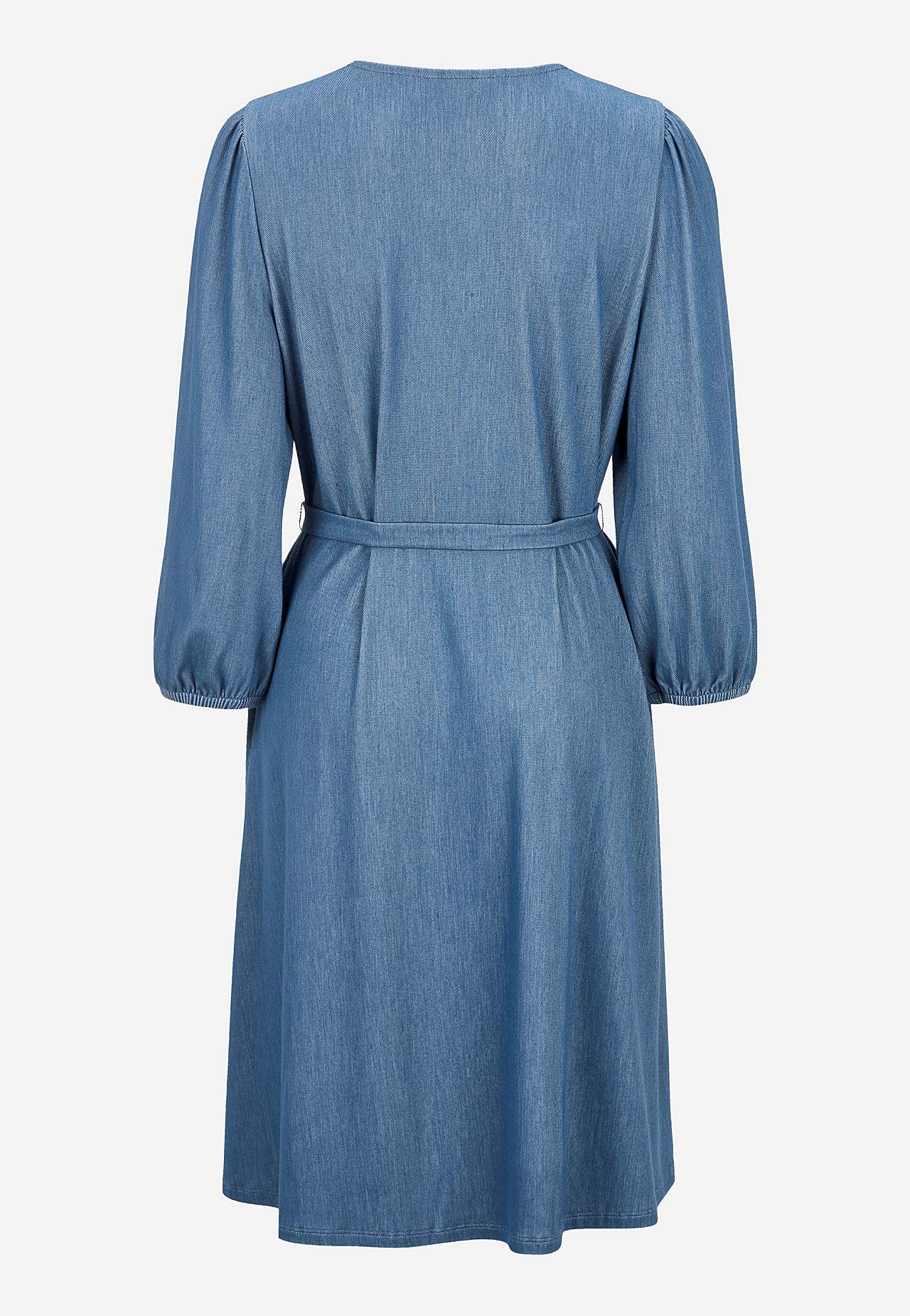 Dress in denim jersey with self-tie belt