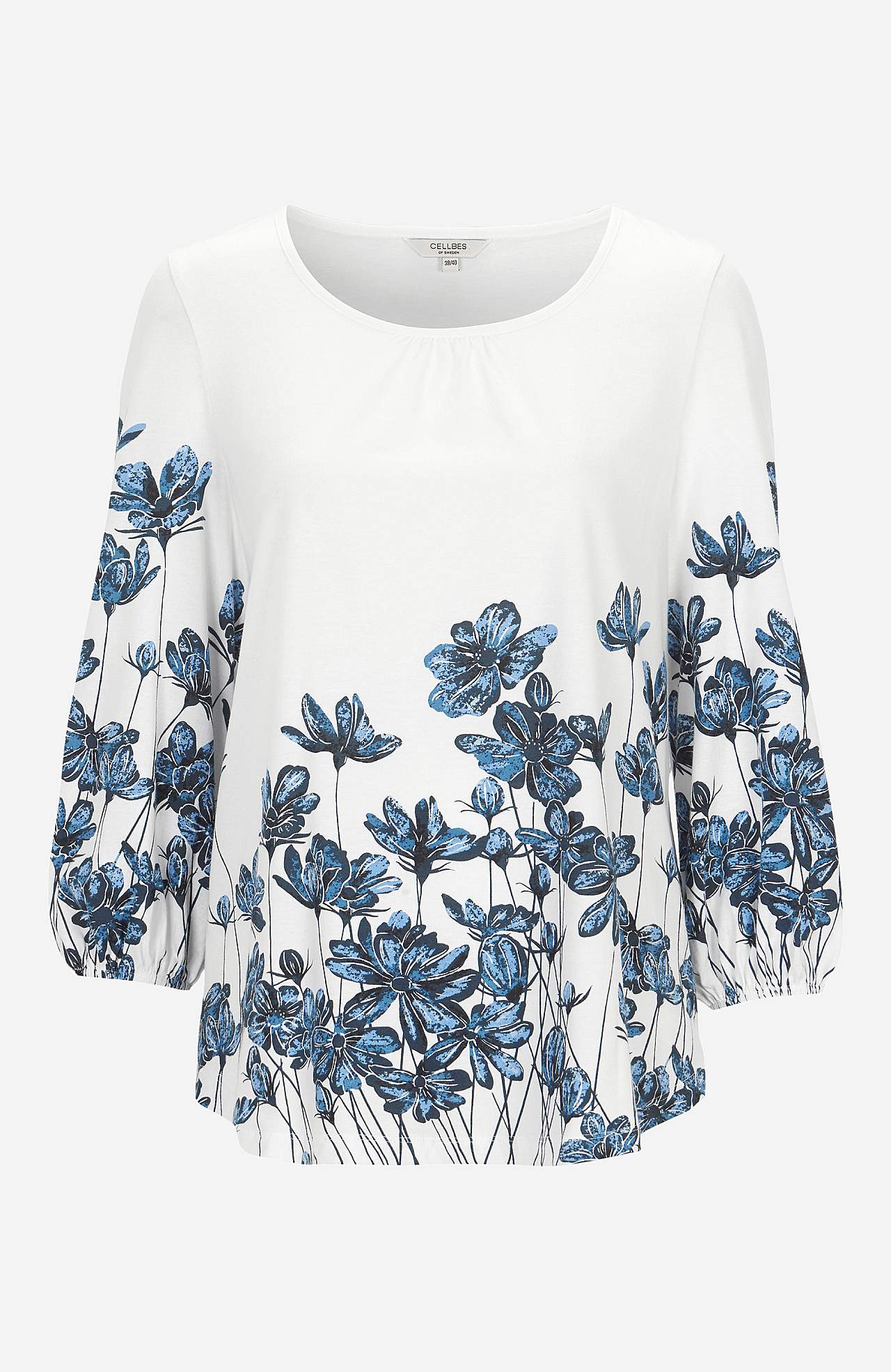 Jersey top with a flower pattern