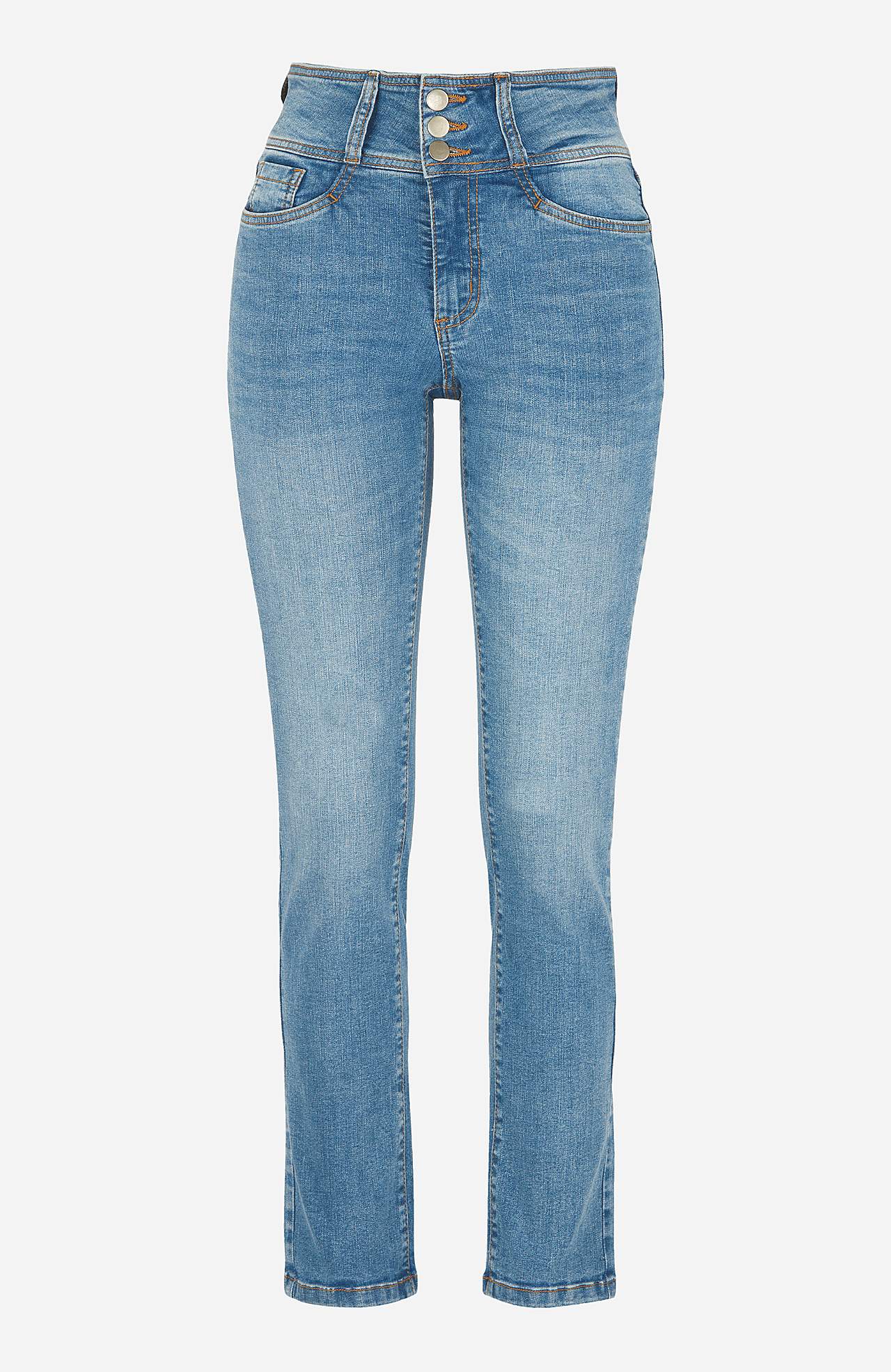 Slim jeans with high rise - three lengths