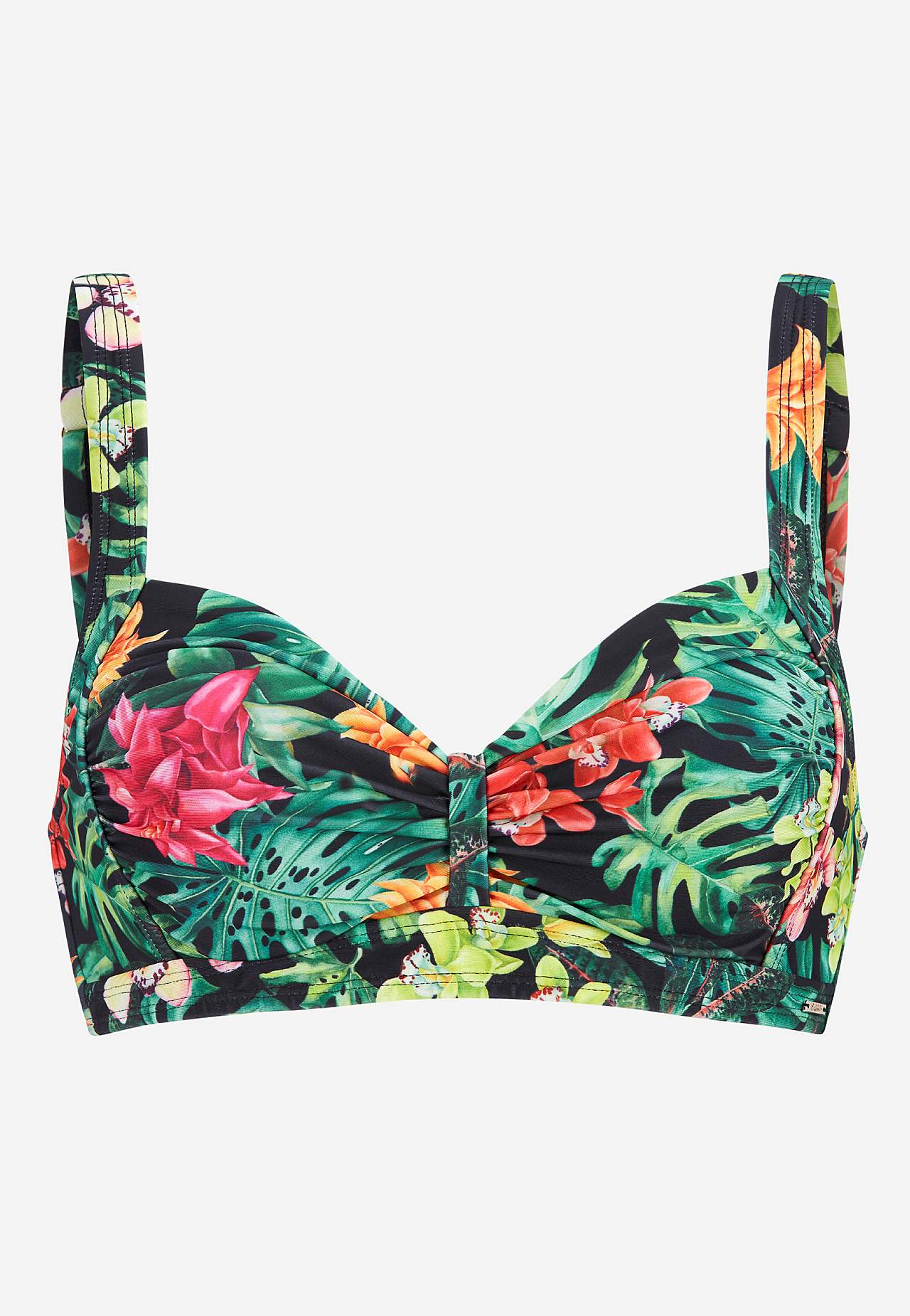 Bikini bra with tropical pattern