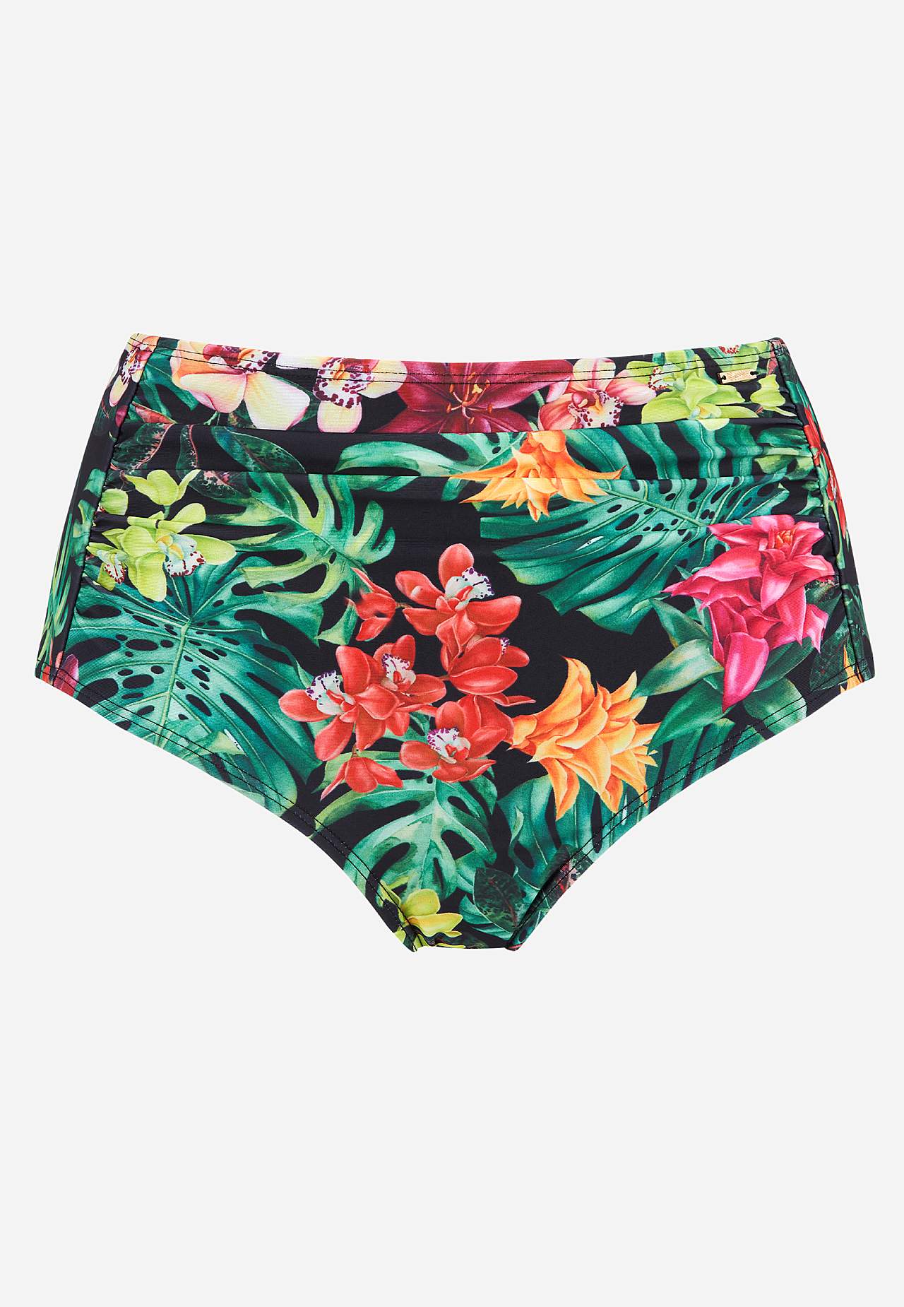 Bikini bottom with high waist and a flower pattern