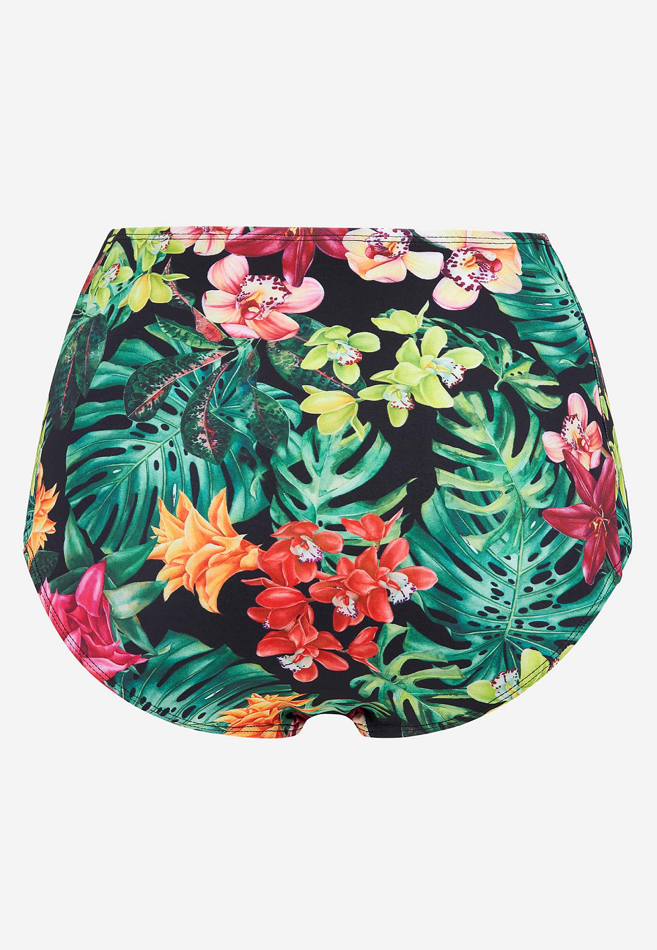 Bikini bottom with high waist and a flower pattern