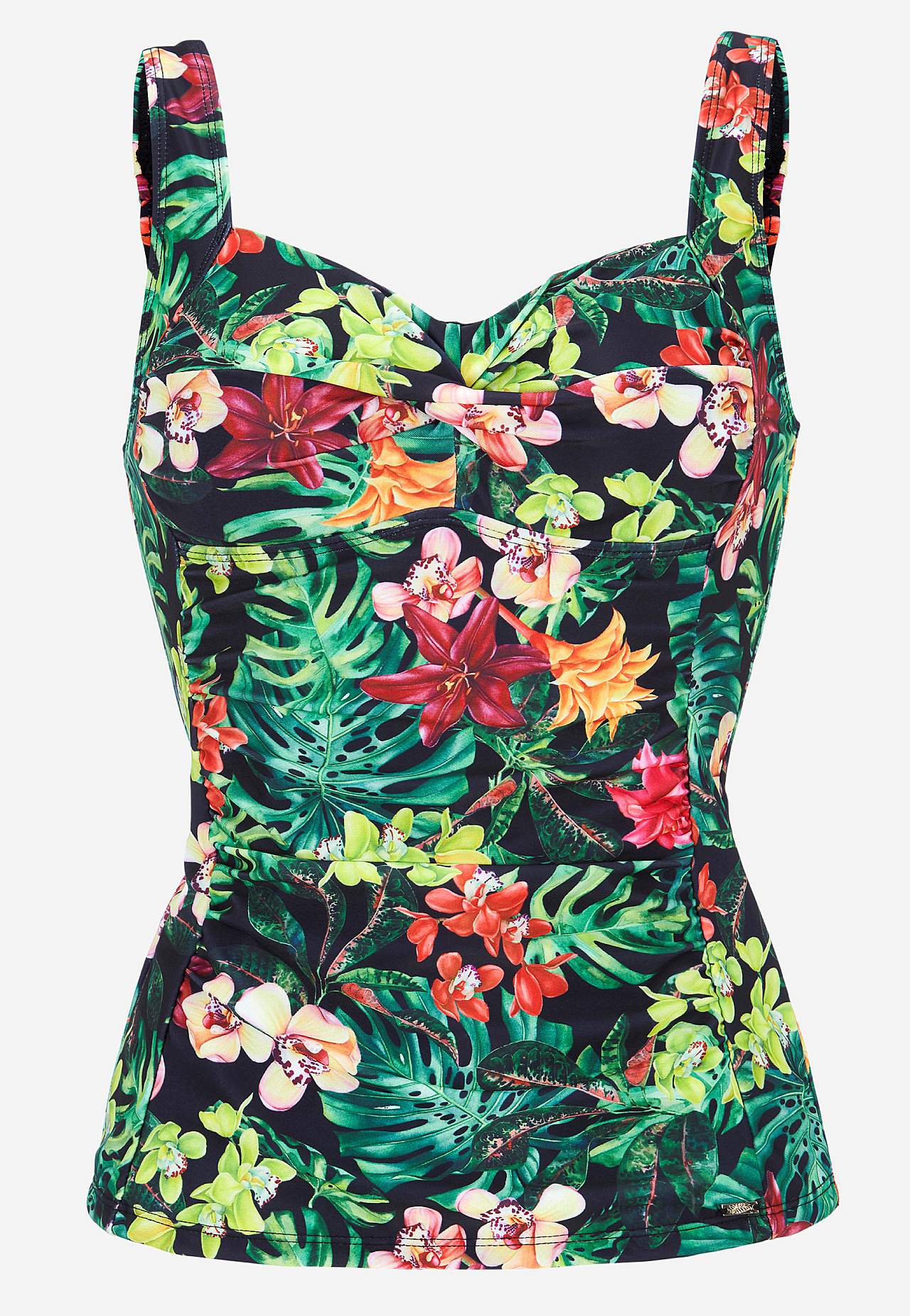 Tankini singlet with shaping effect and a flower pattern