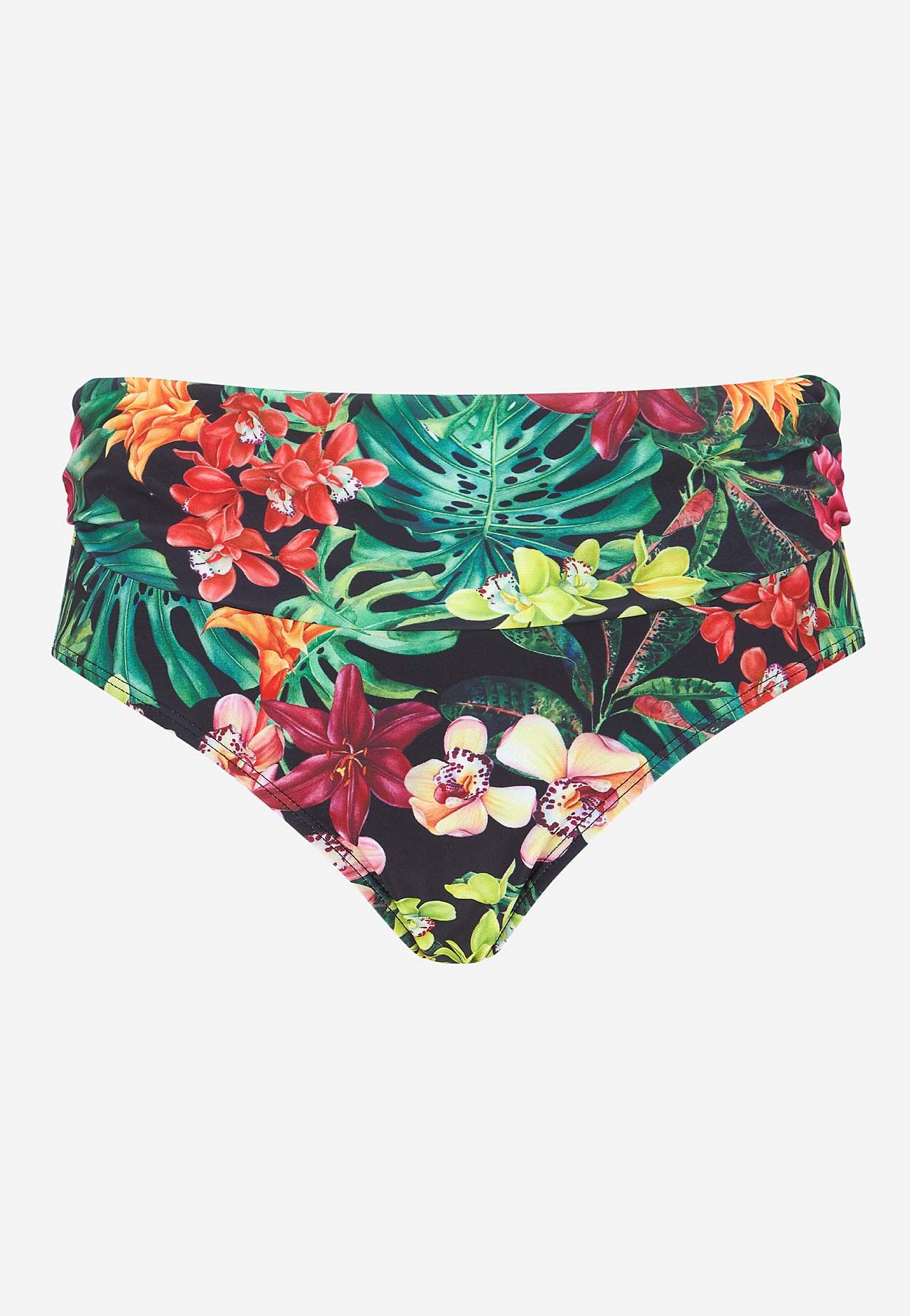 Bikini panty with foldable edge at the waist