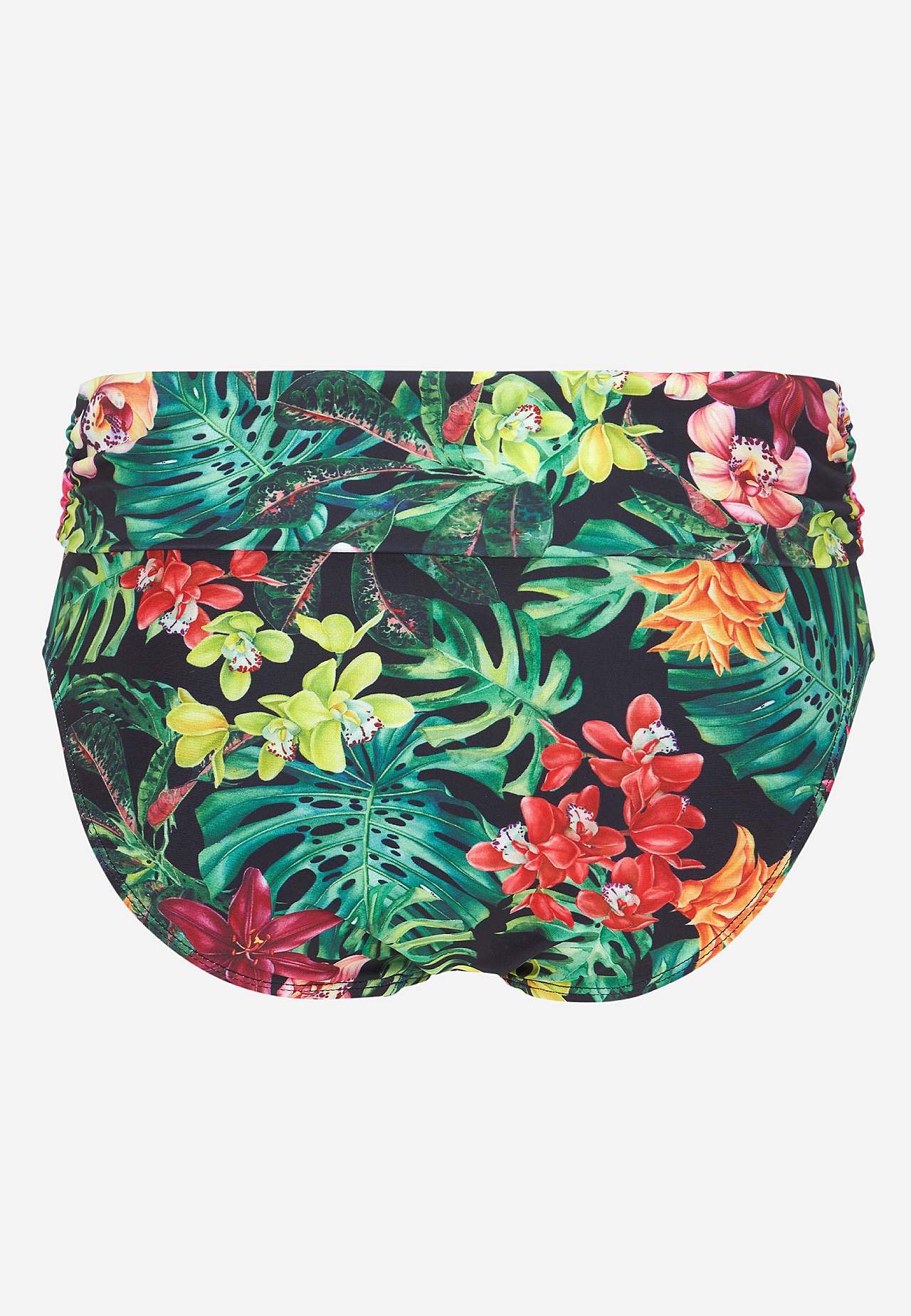 Bikini panty with foldable edge at the waist