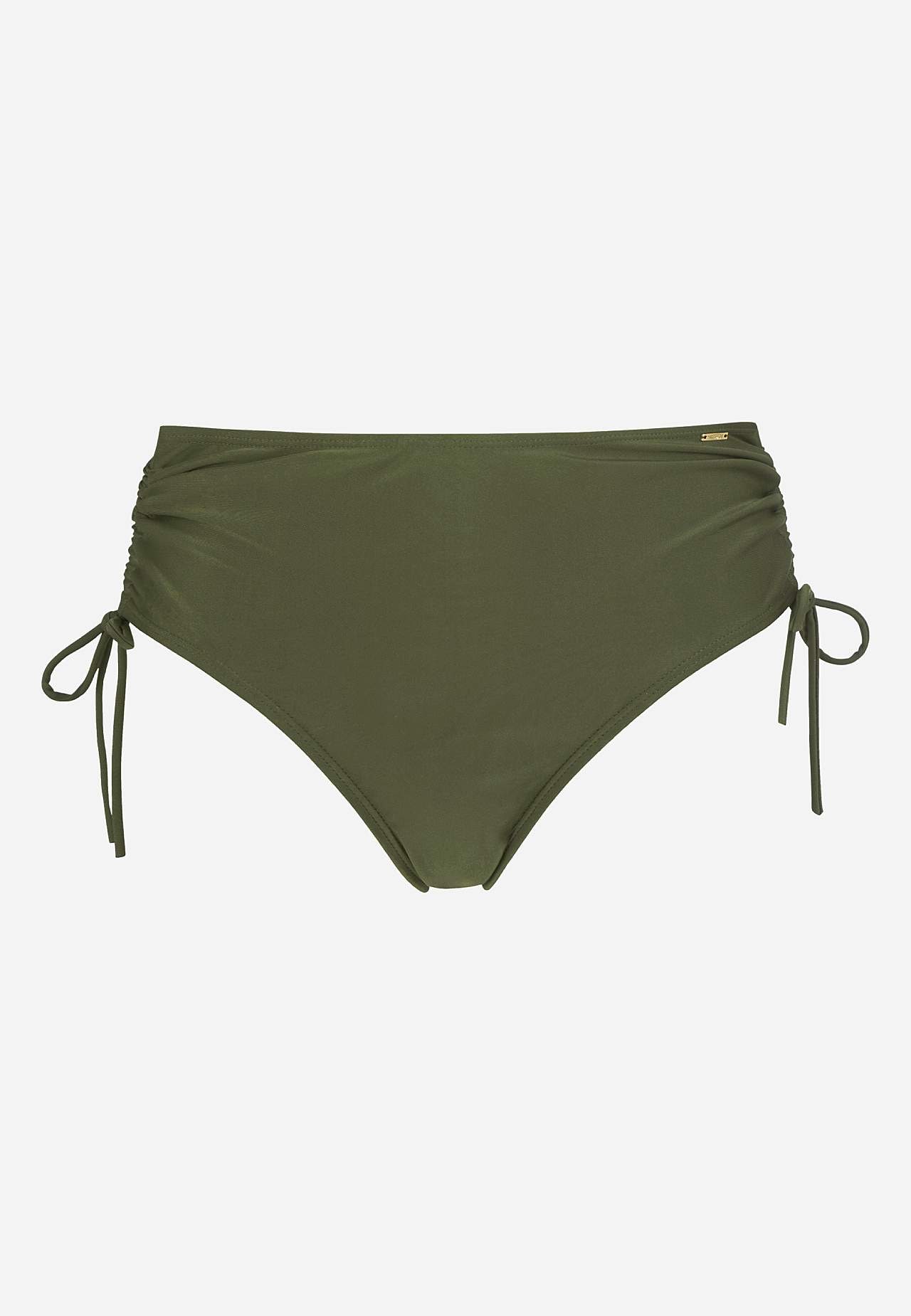 Ruched bikini bottom with high waist