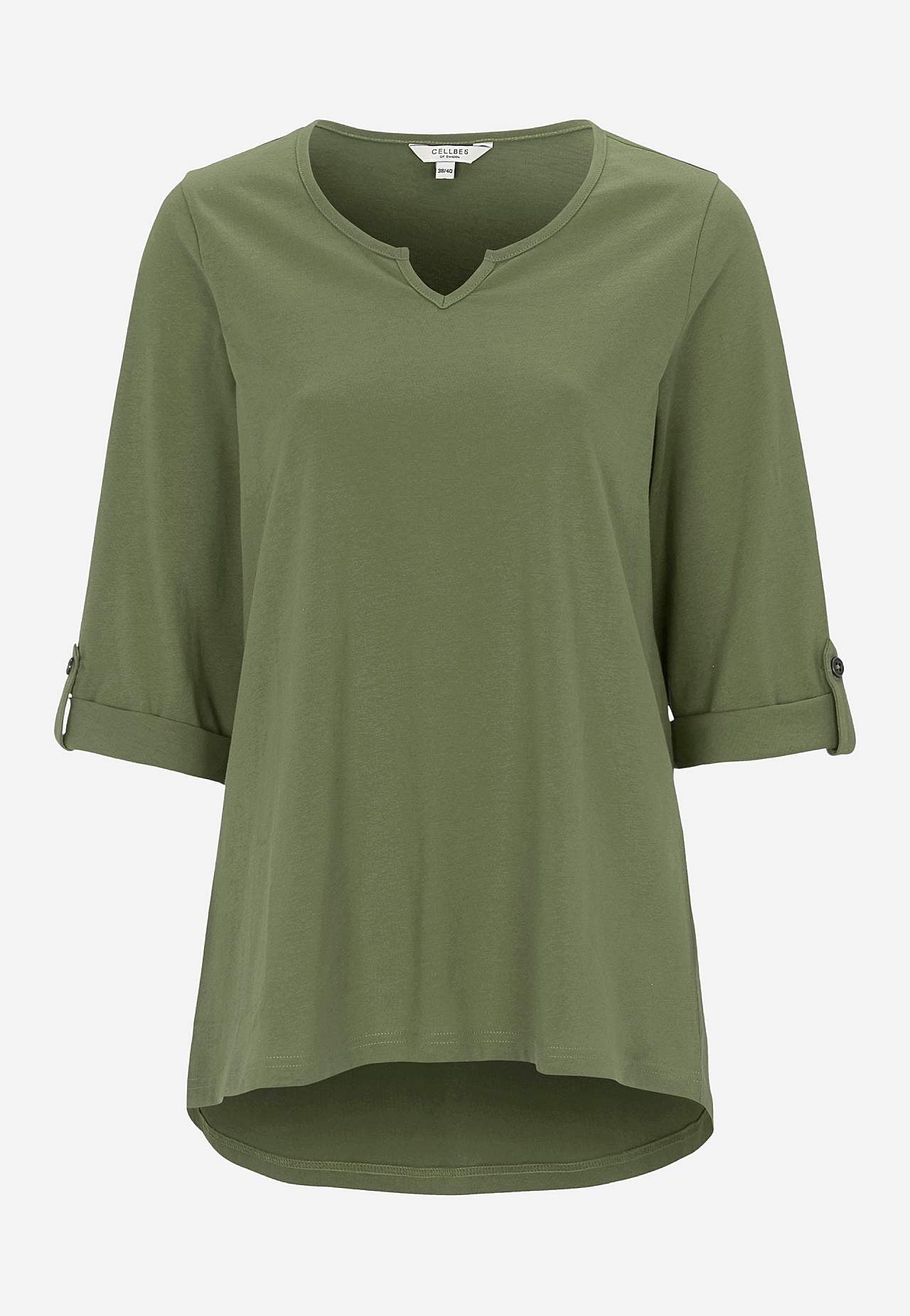 Jersey top with 3/4 length sleeves