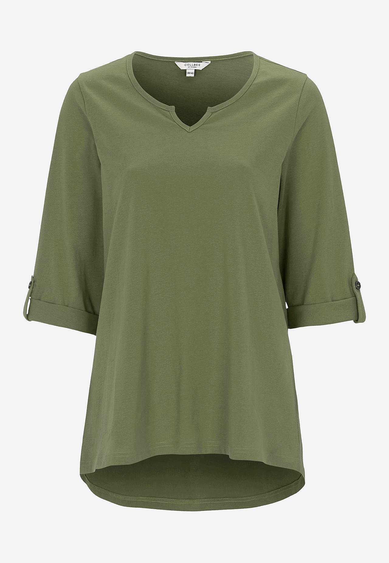 Jerseytop med 3/4 lange ærmer