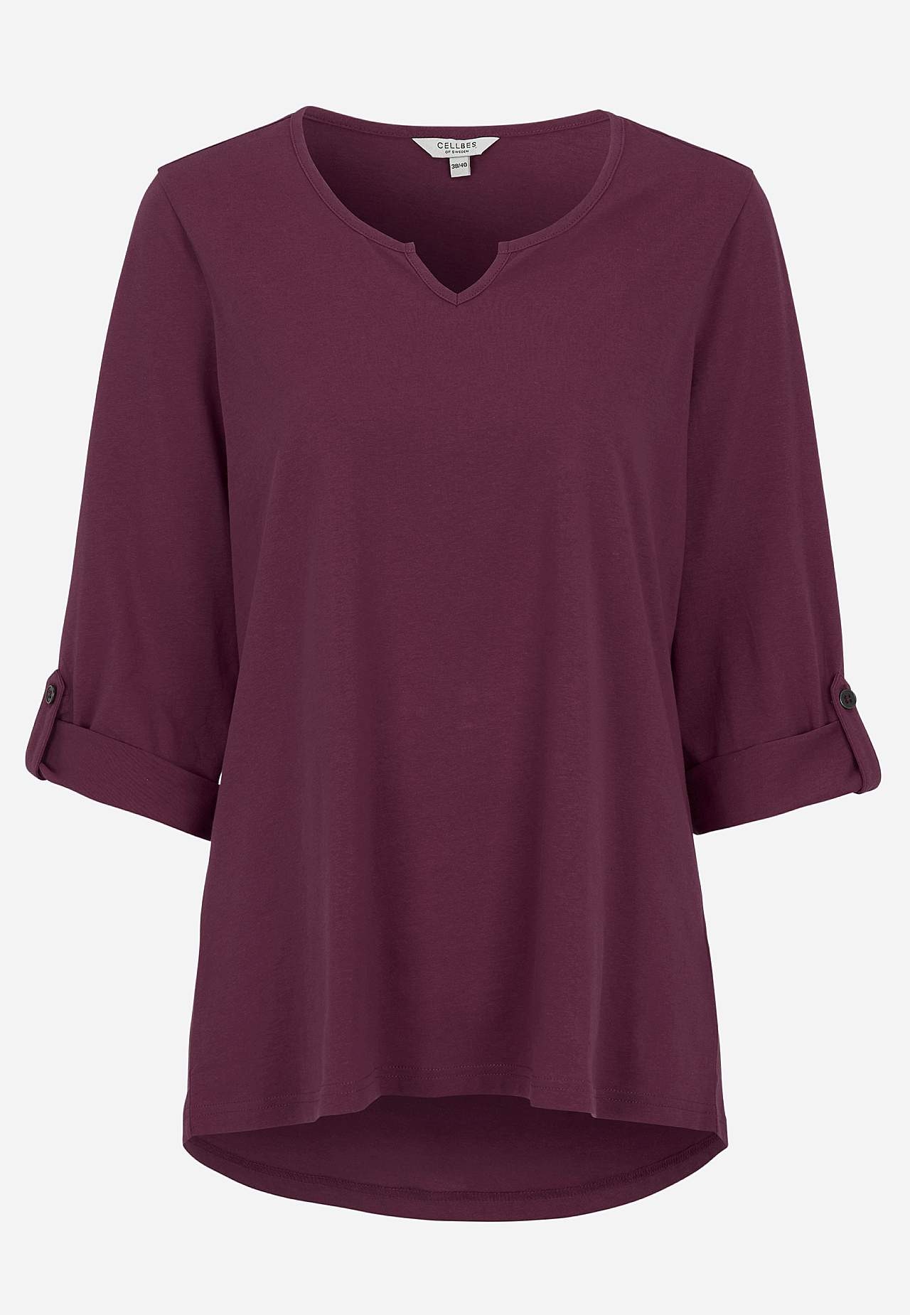 Jersey top with 3/4 length sleeves