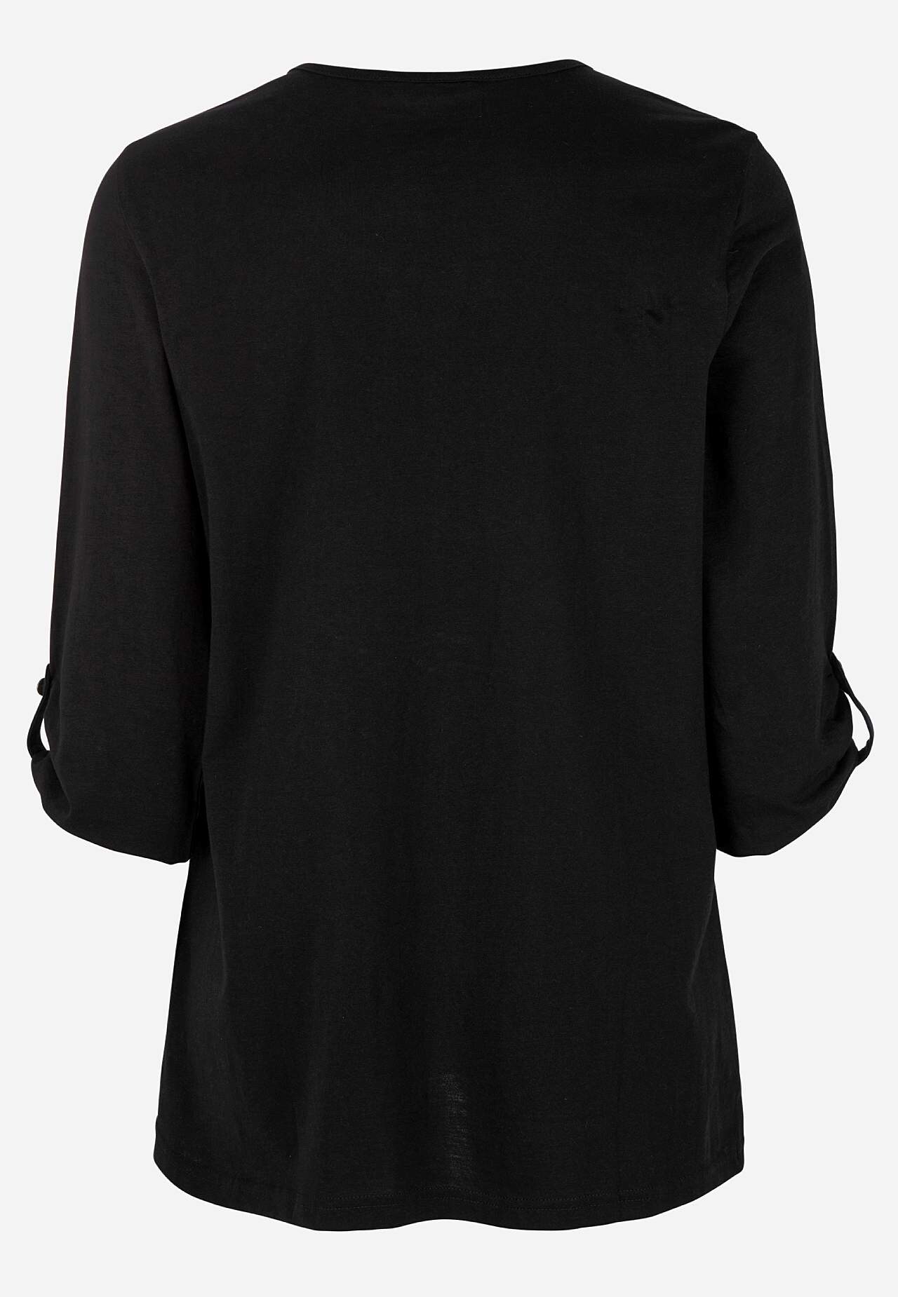 Jersey top with 3/4 length sleeves