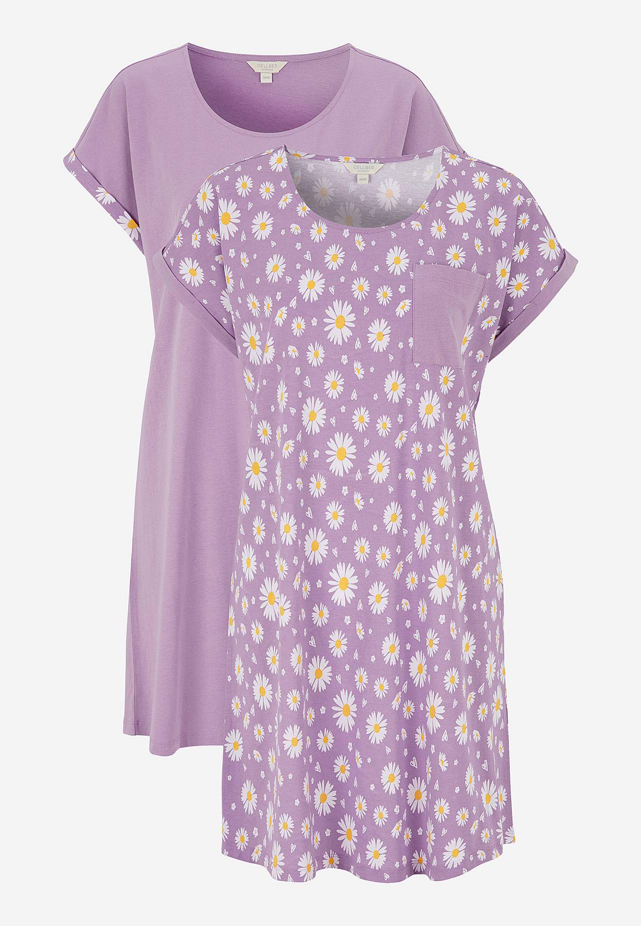 Nightdresses with chest pocket 2-pack