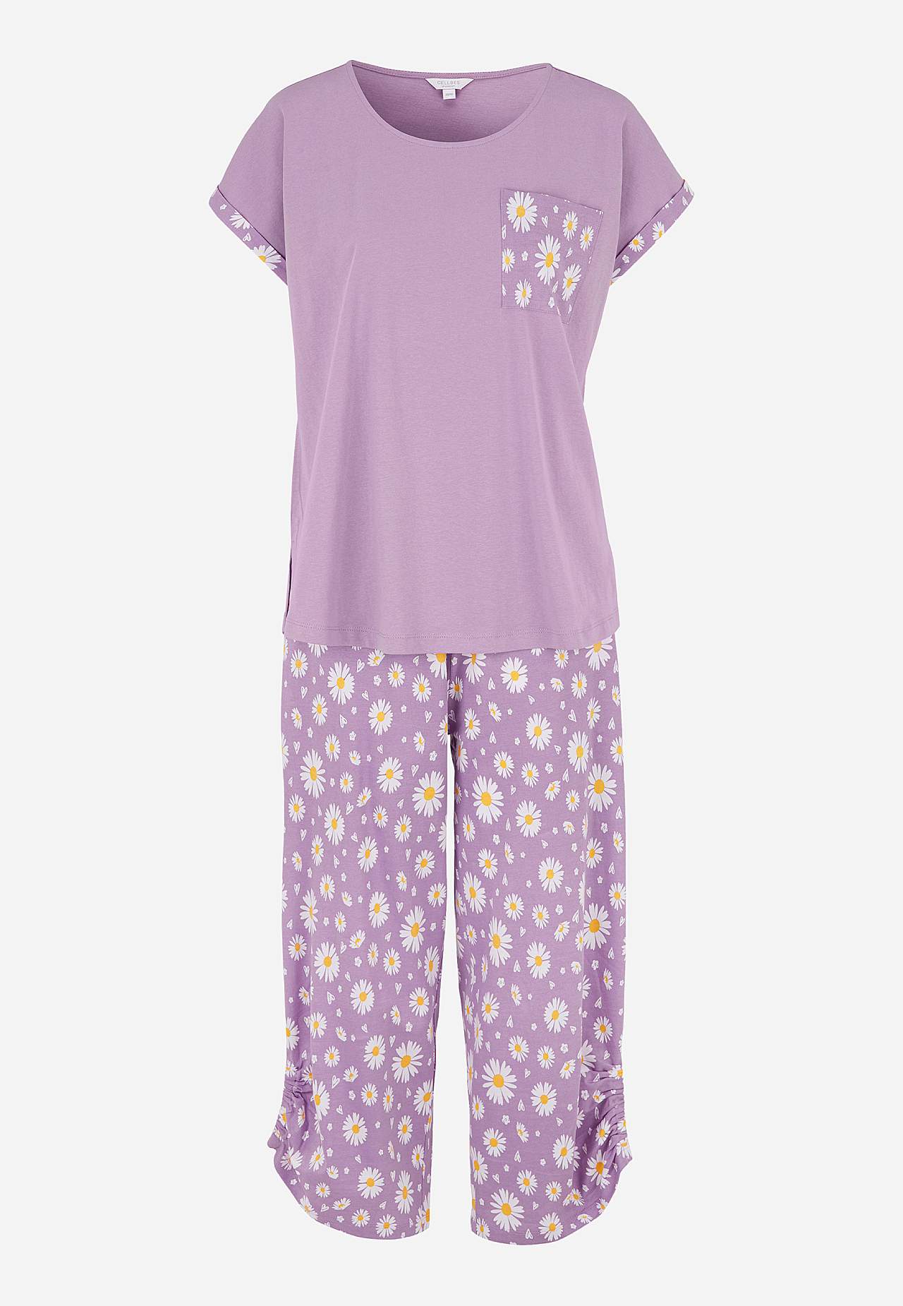 Two piece pyjamas with unicoloured upper