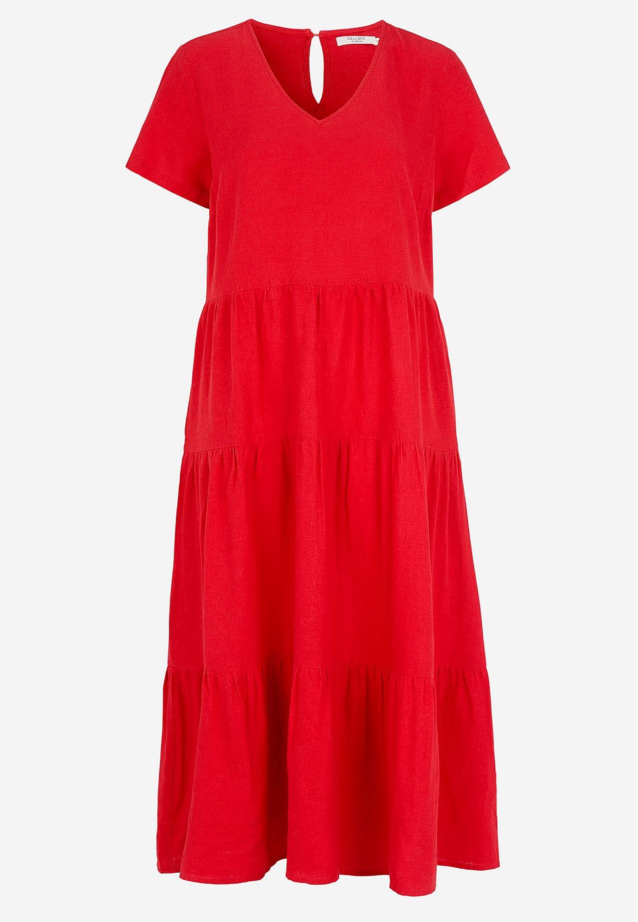 Linen dress with frills