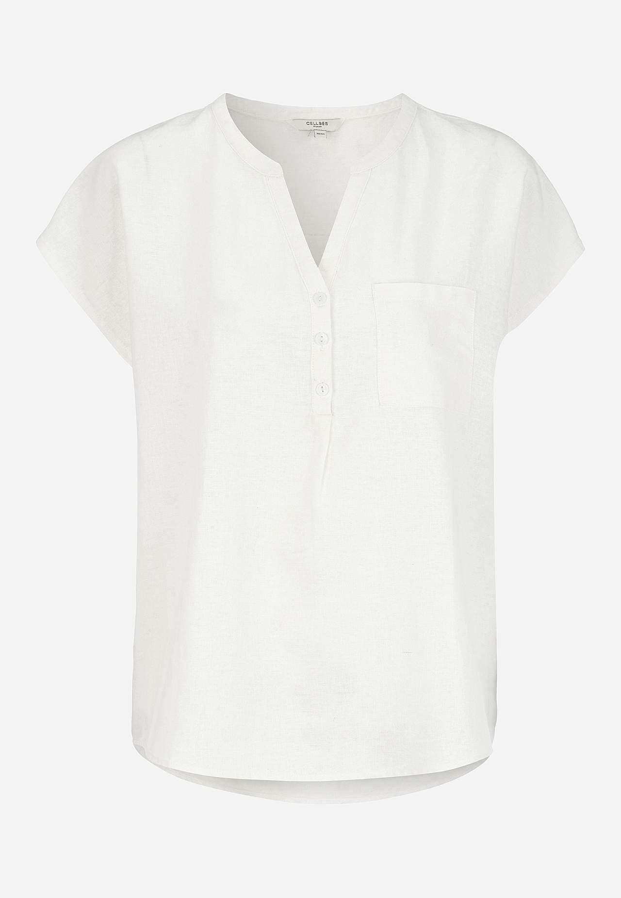 Linen tunic with cap sleeve