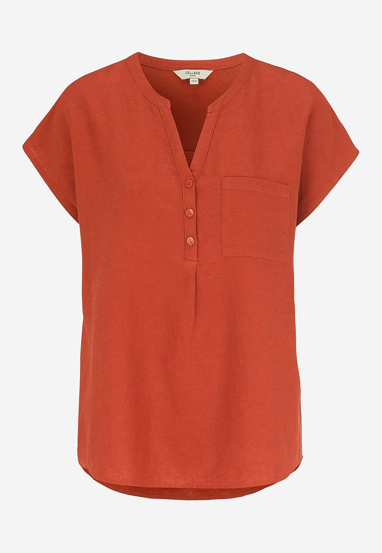 Linen tunic with cap sleeve Lisette