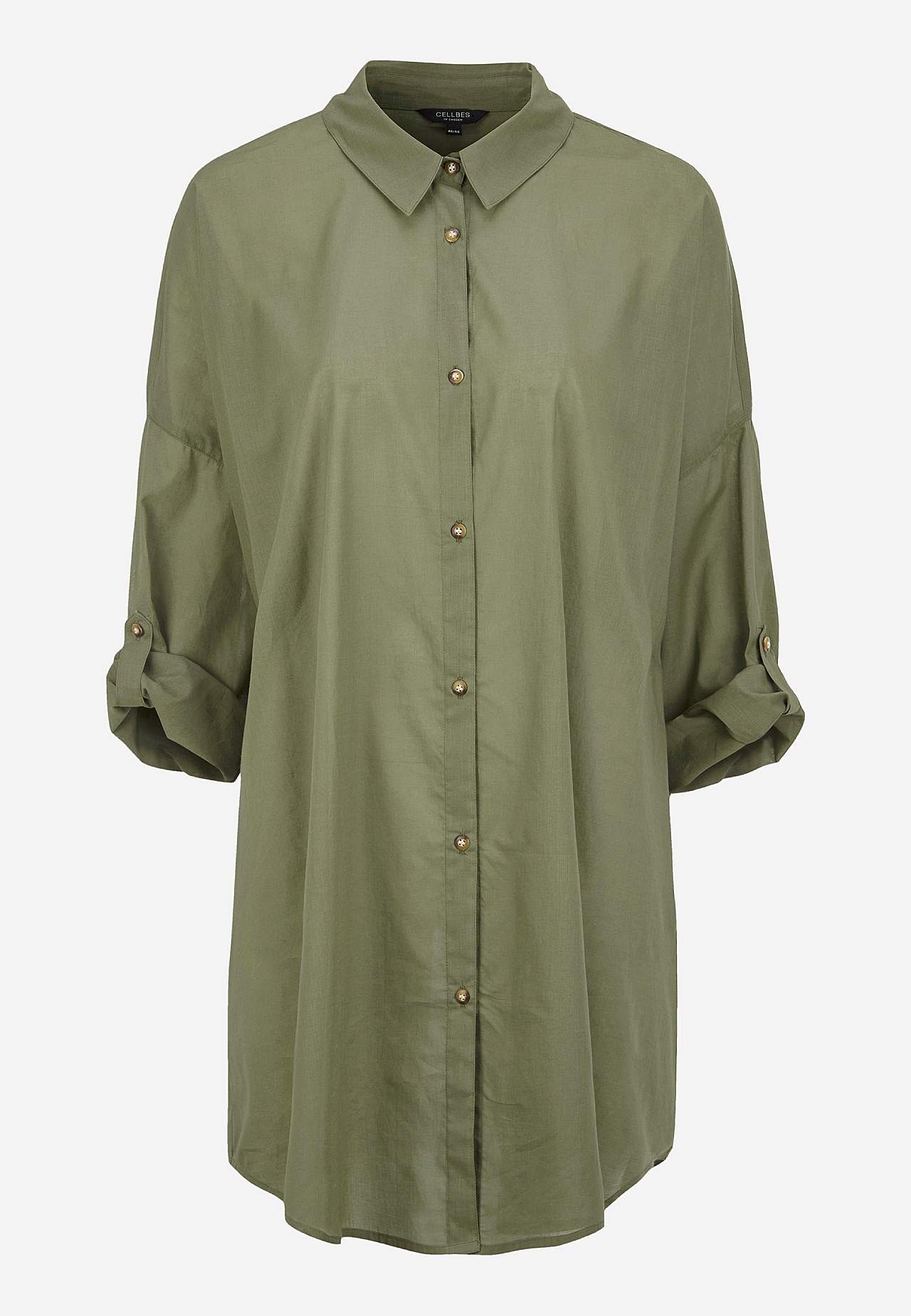 Beach shirt with foldable sleeves