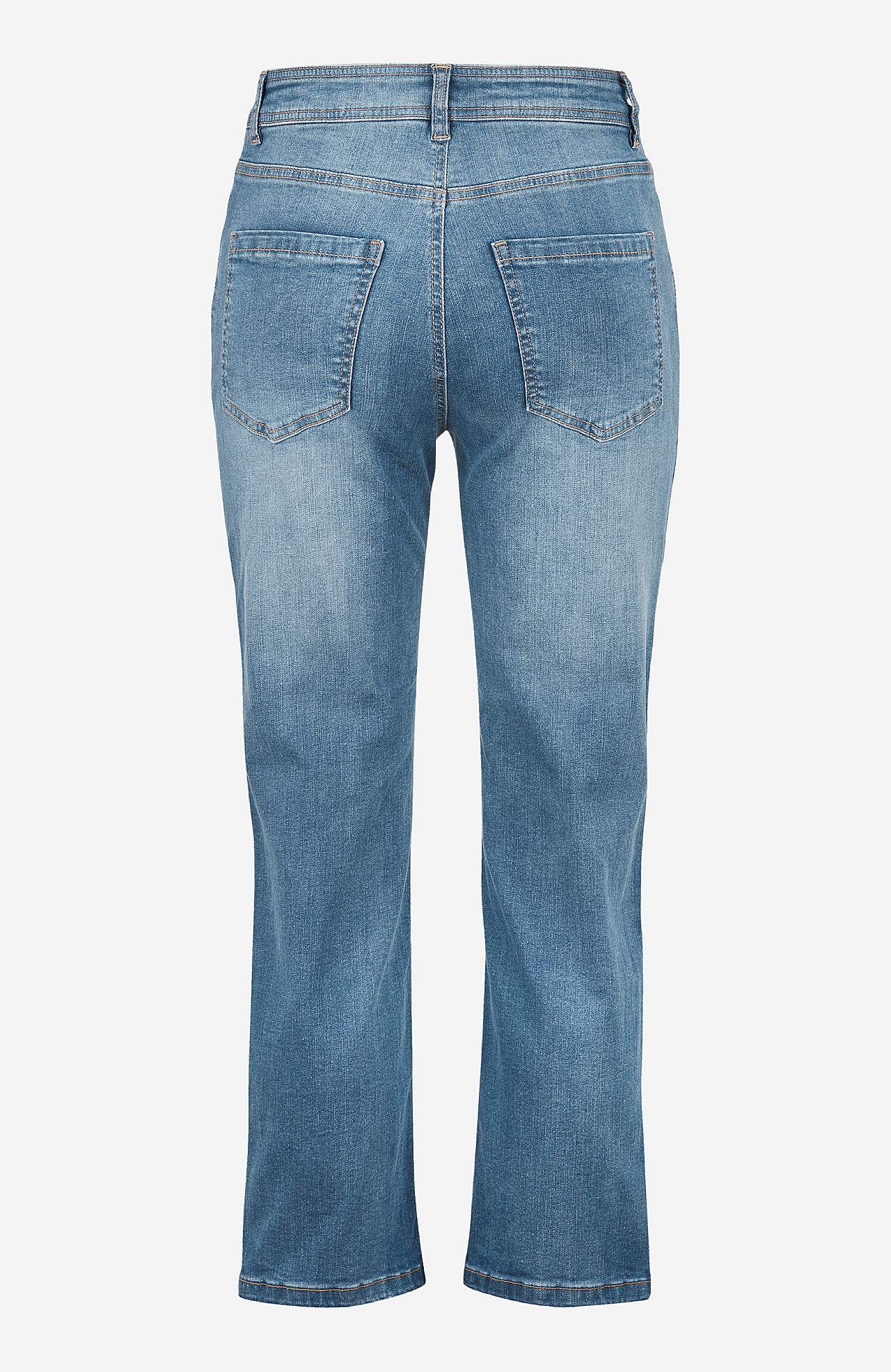 Ankle jeans with pearls and rhinestone