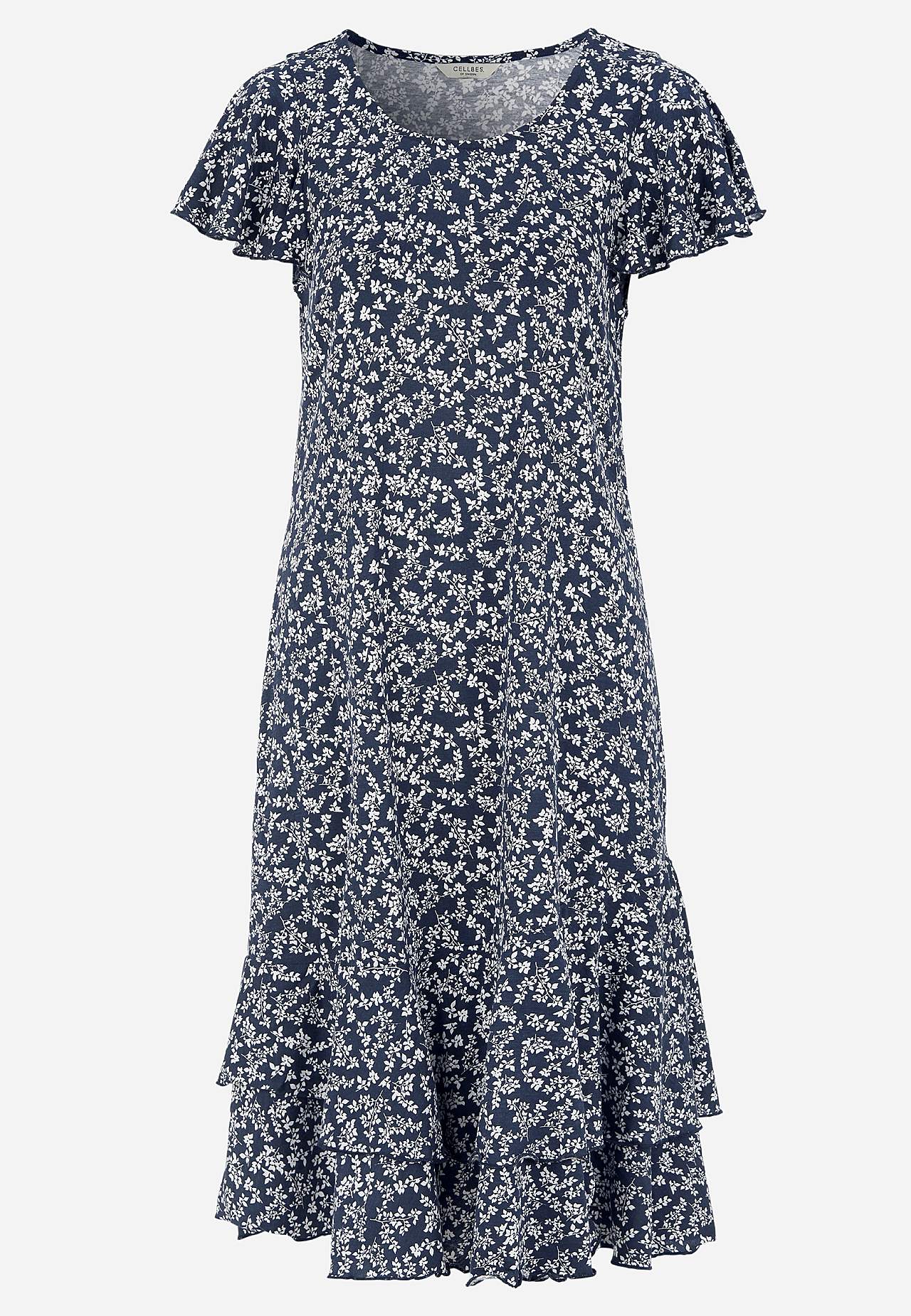 Jersey dress with frills