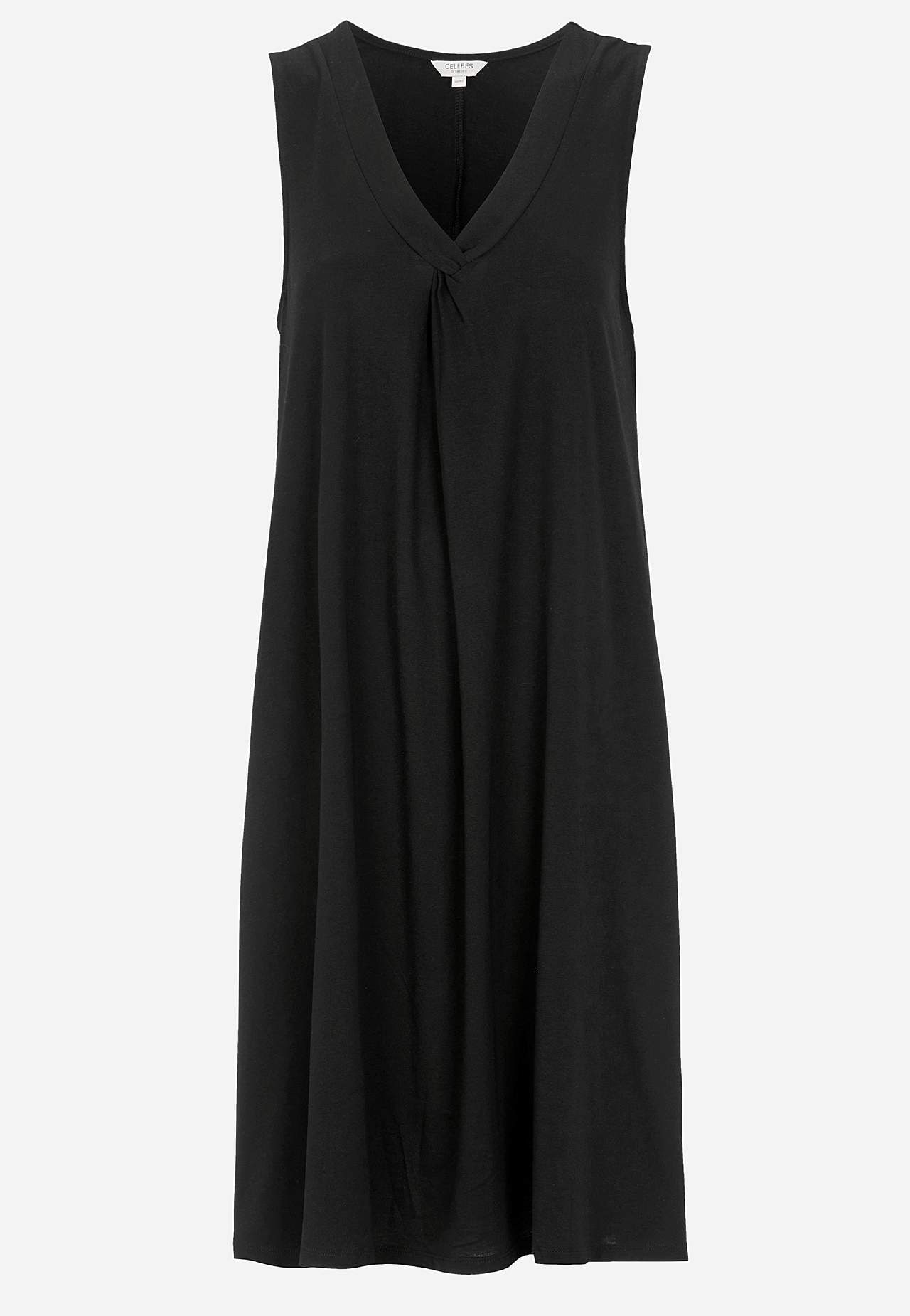 V-neck, sleeveless jersey dress
