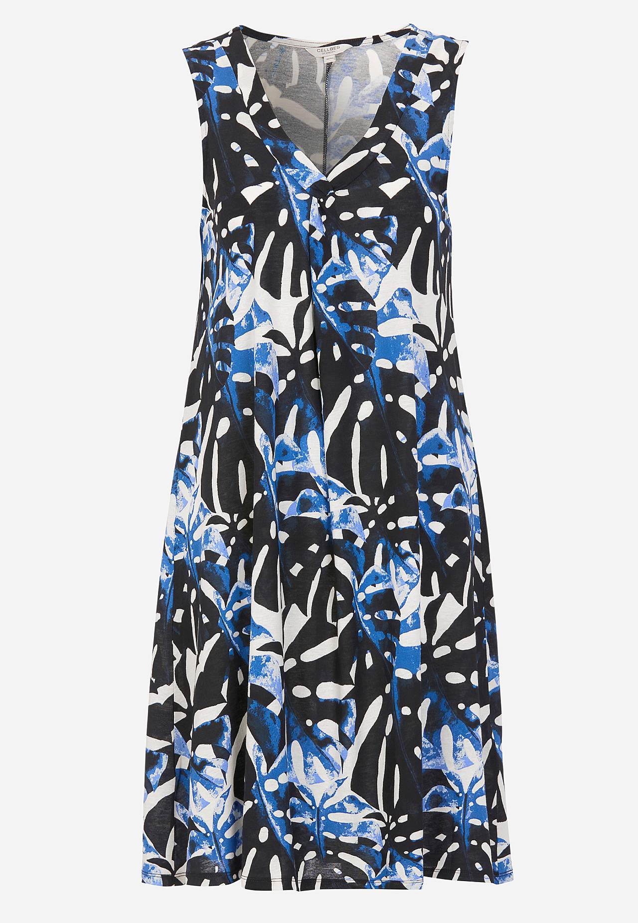 V-neck, sleeveless jersey dress