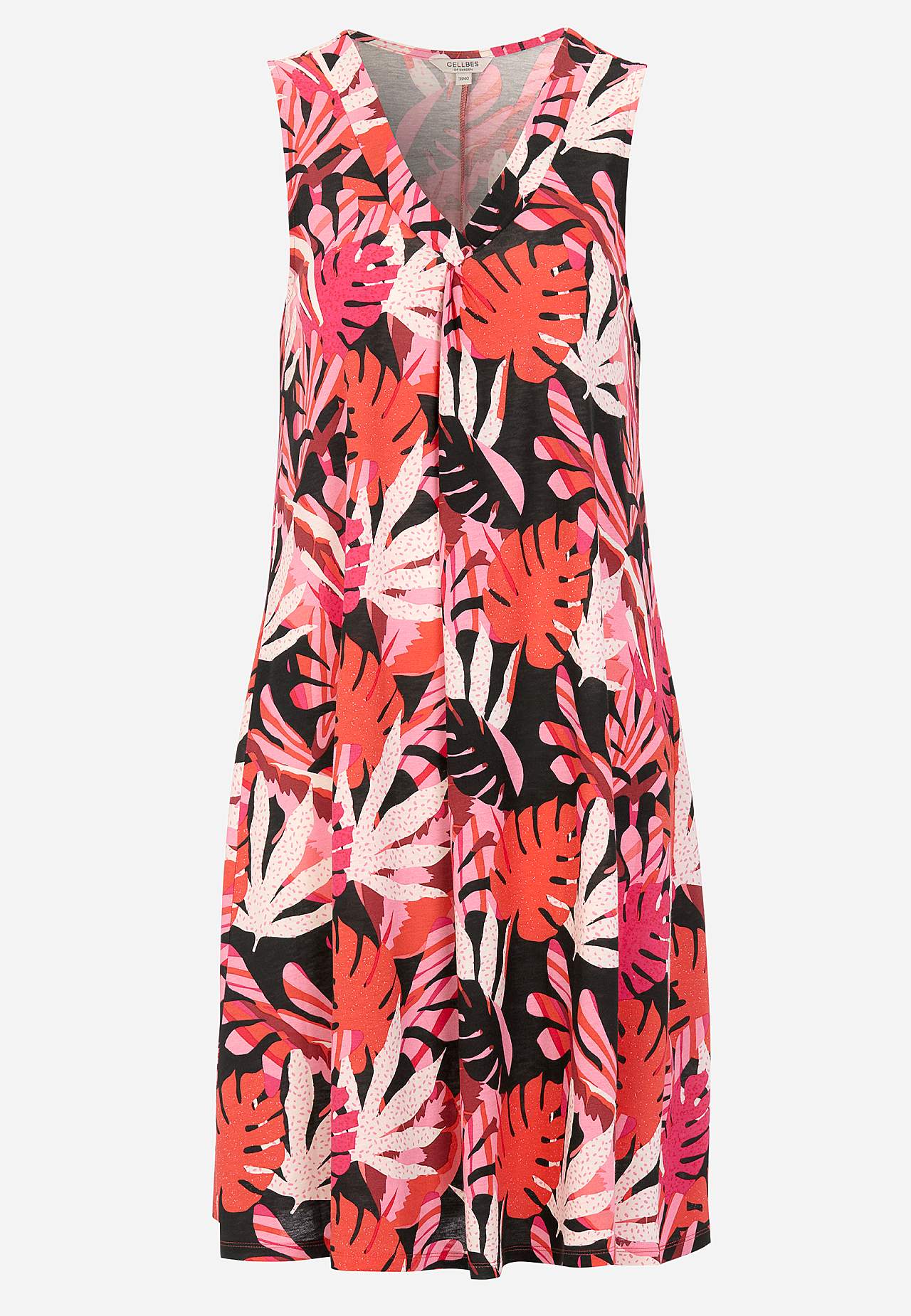 V-neck, sleeveless jersey dress