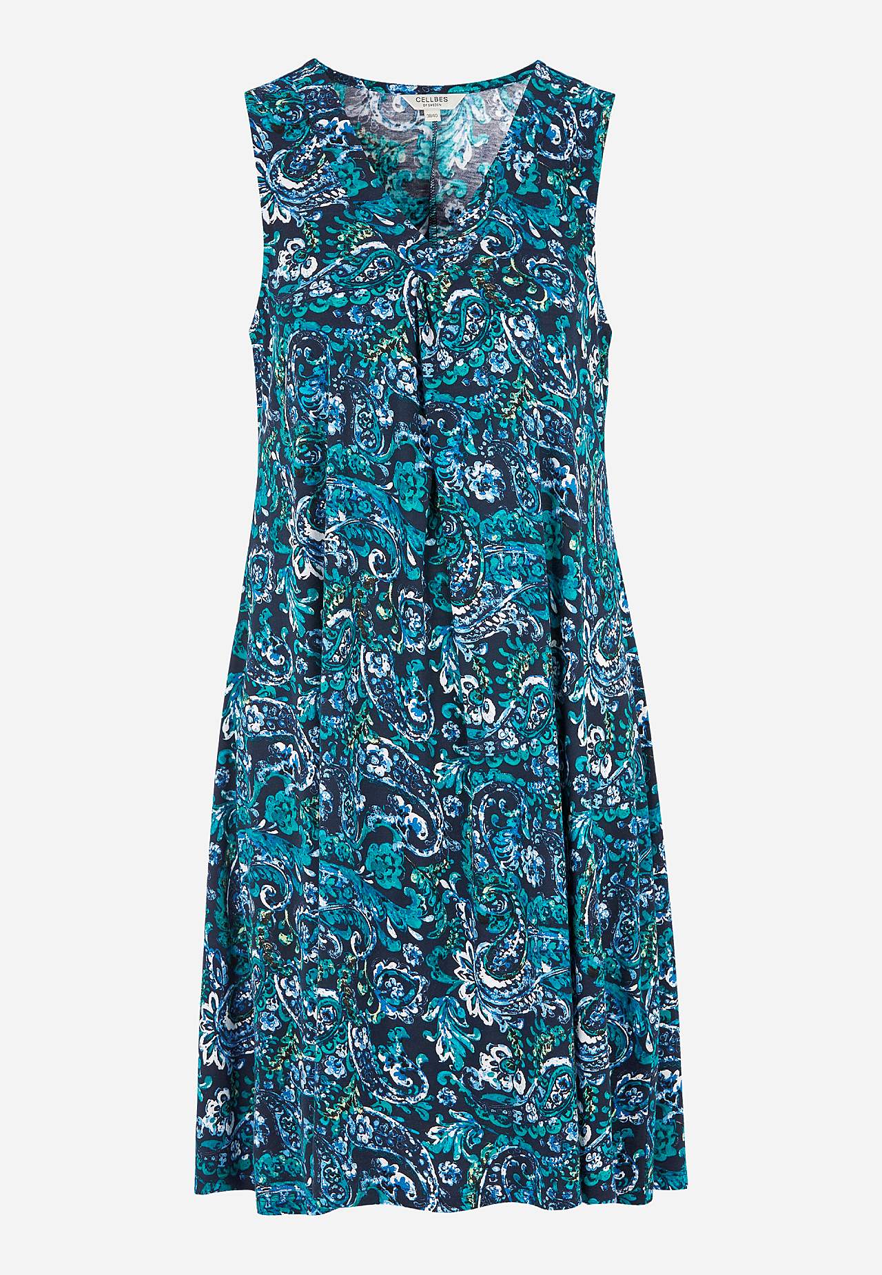 V-neck, sleeveless jersey dress