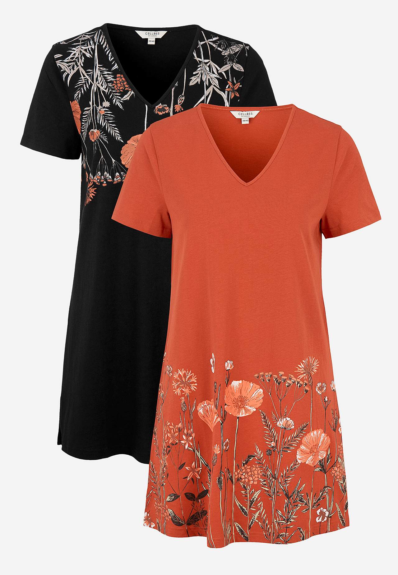 Patterned jersey tuniqs Barbro 2-pack