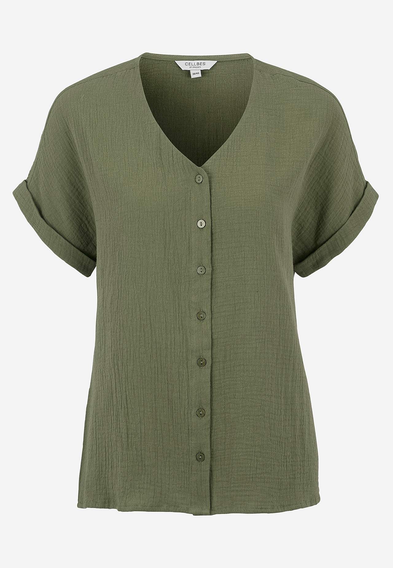 Short-sleeved cotton blouse
