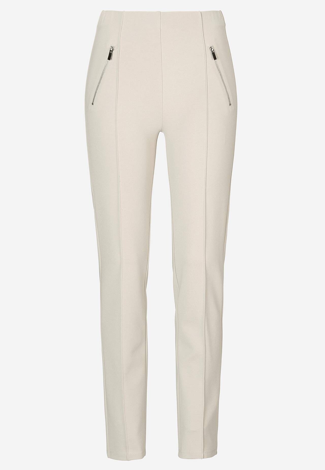 Jersey pants with stitched creases