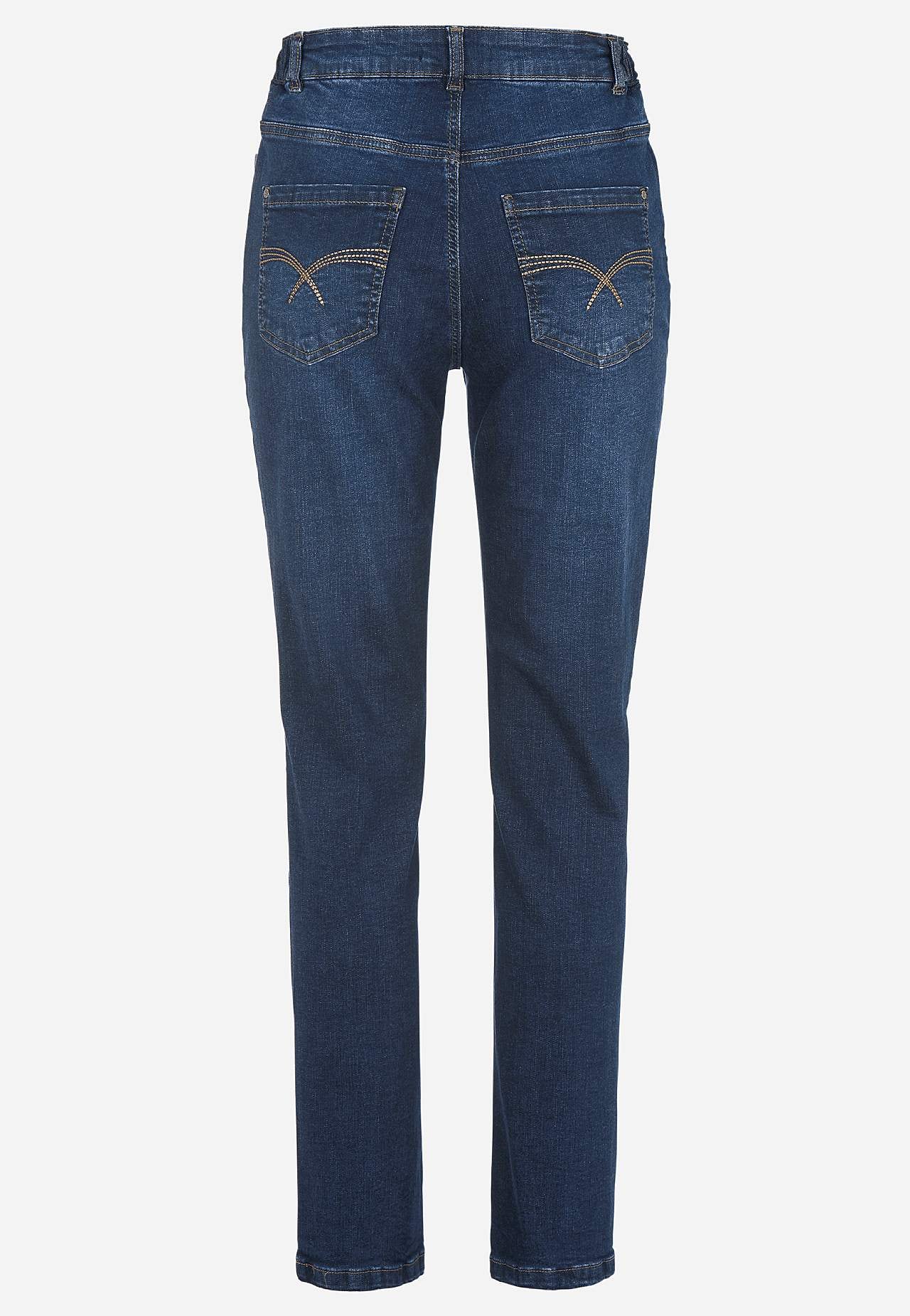 Jeans with elastic at the sides