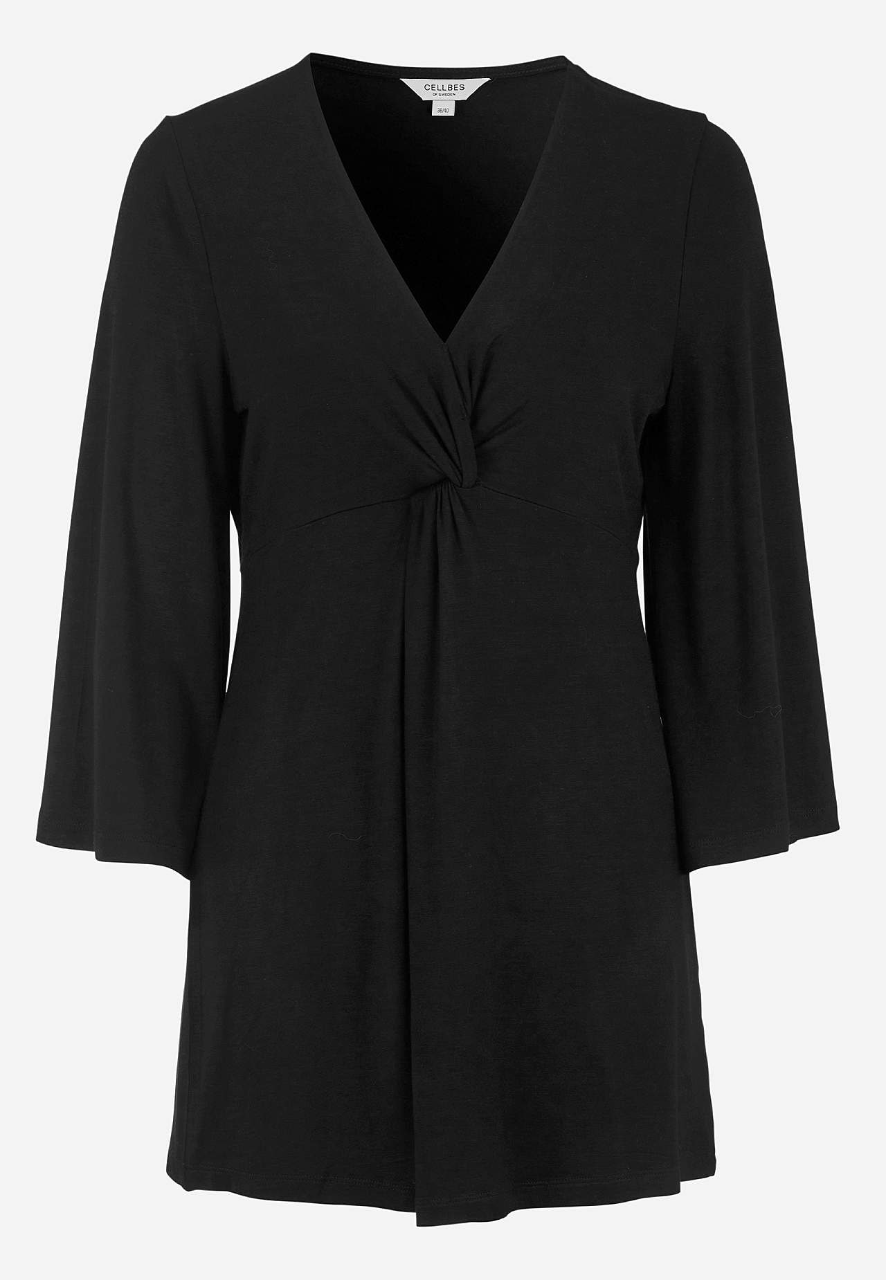 V-neck tunic with twisted gathering