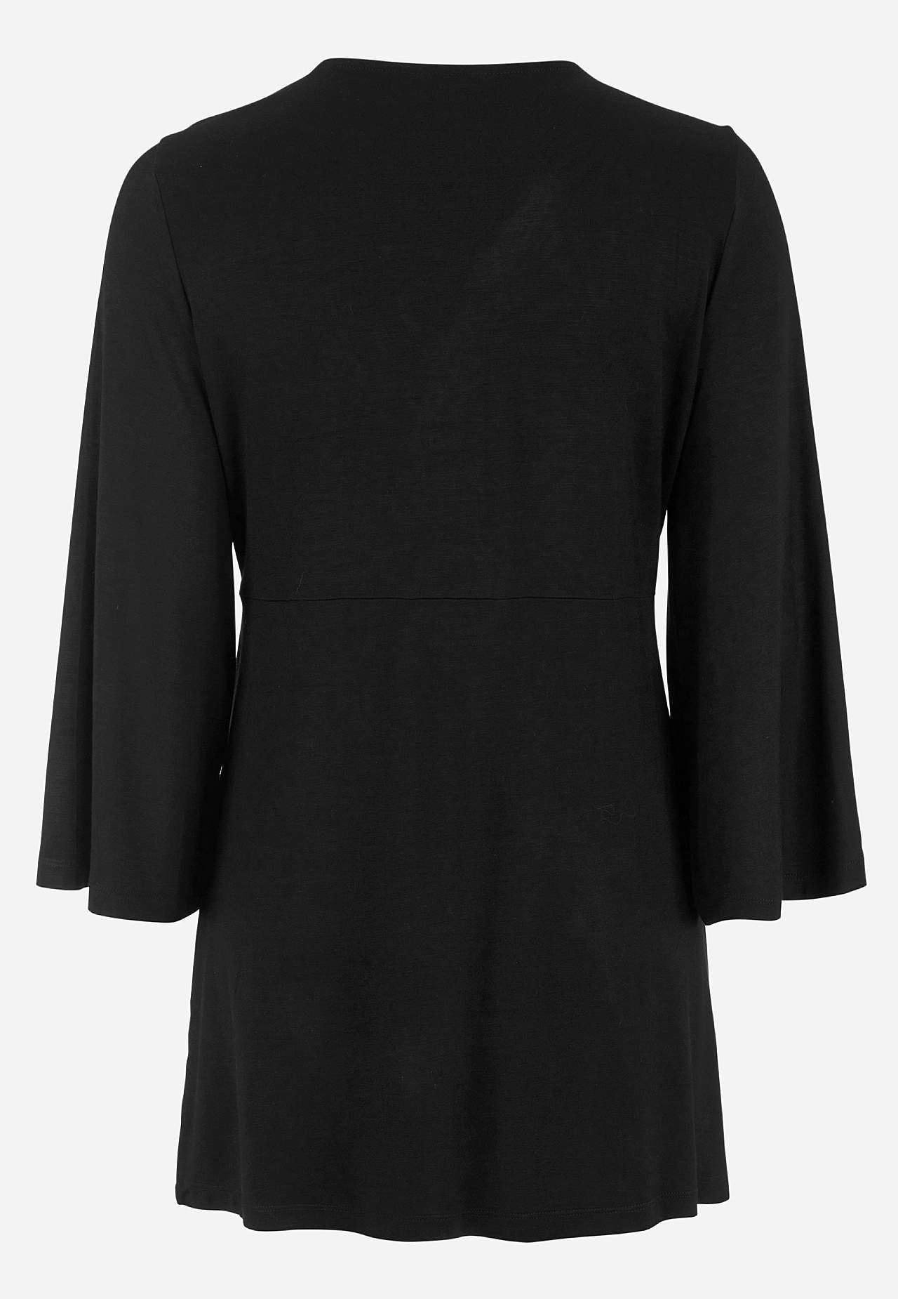 V-neck tunic with twisted gathering