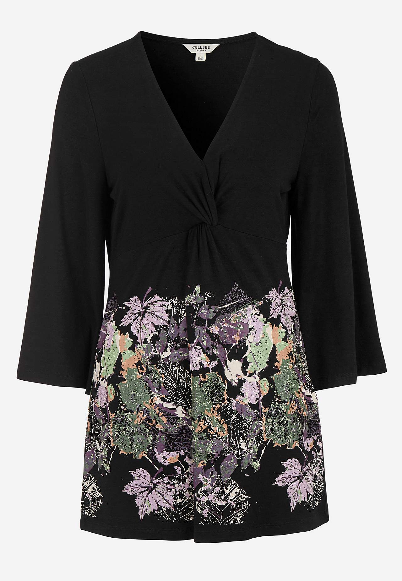 V-neck tunic with twisted gathering