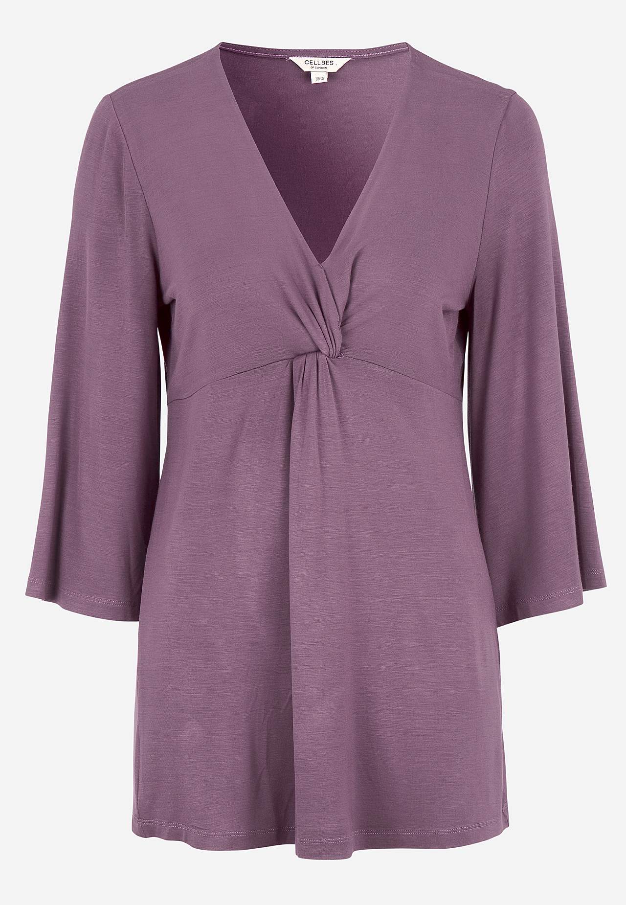 V-neck tunic with twisted gathering