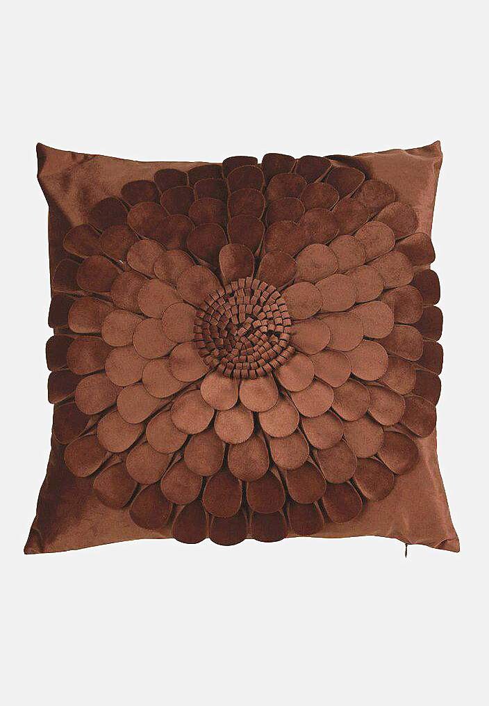 Velvet cushion cover with big flower Cilla