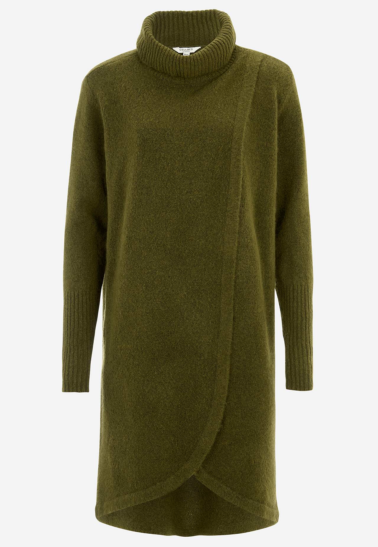 Stickad polotröja med omlottdetalj fram