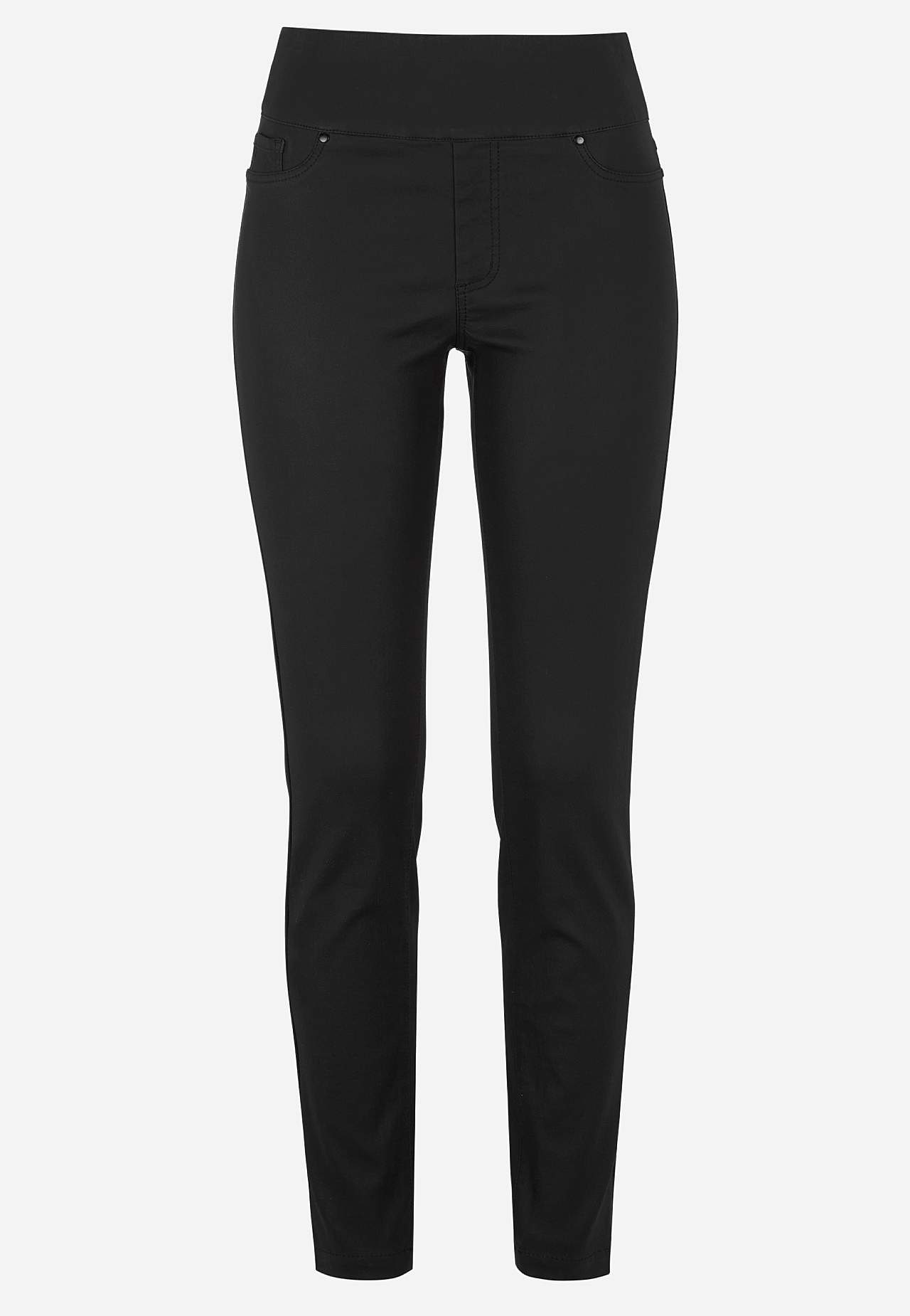 Coated jeggings with slim legs