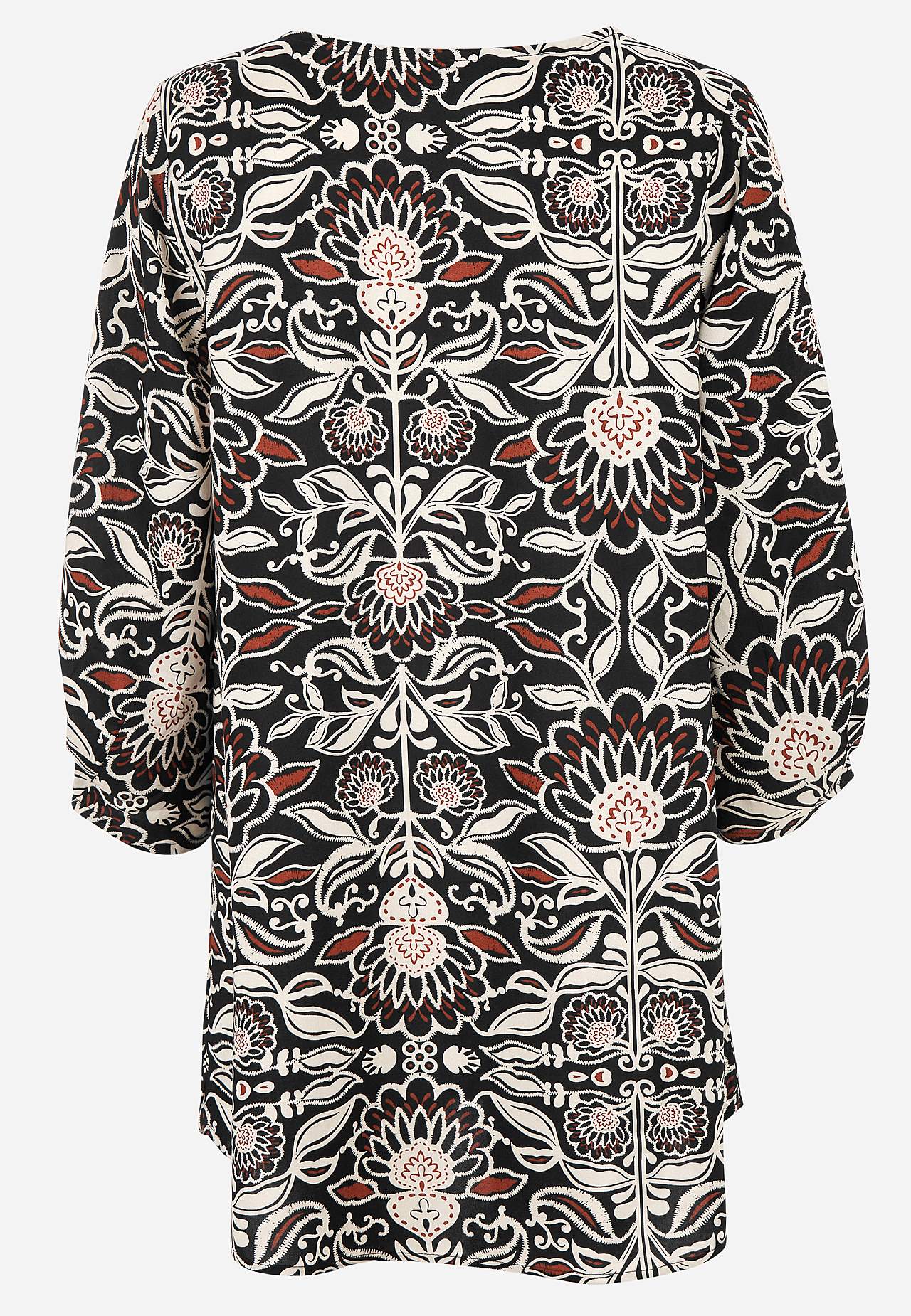 Woven tunic with 3/4 sleeves