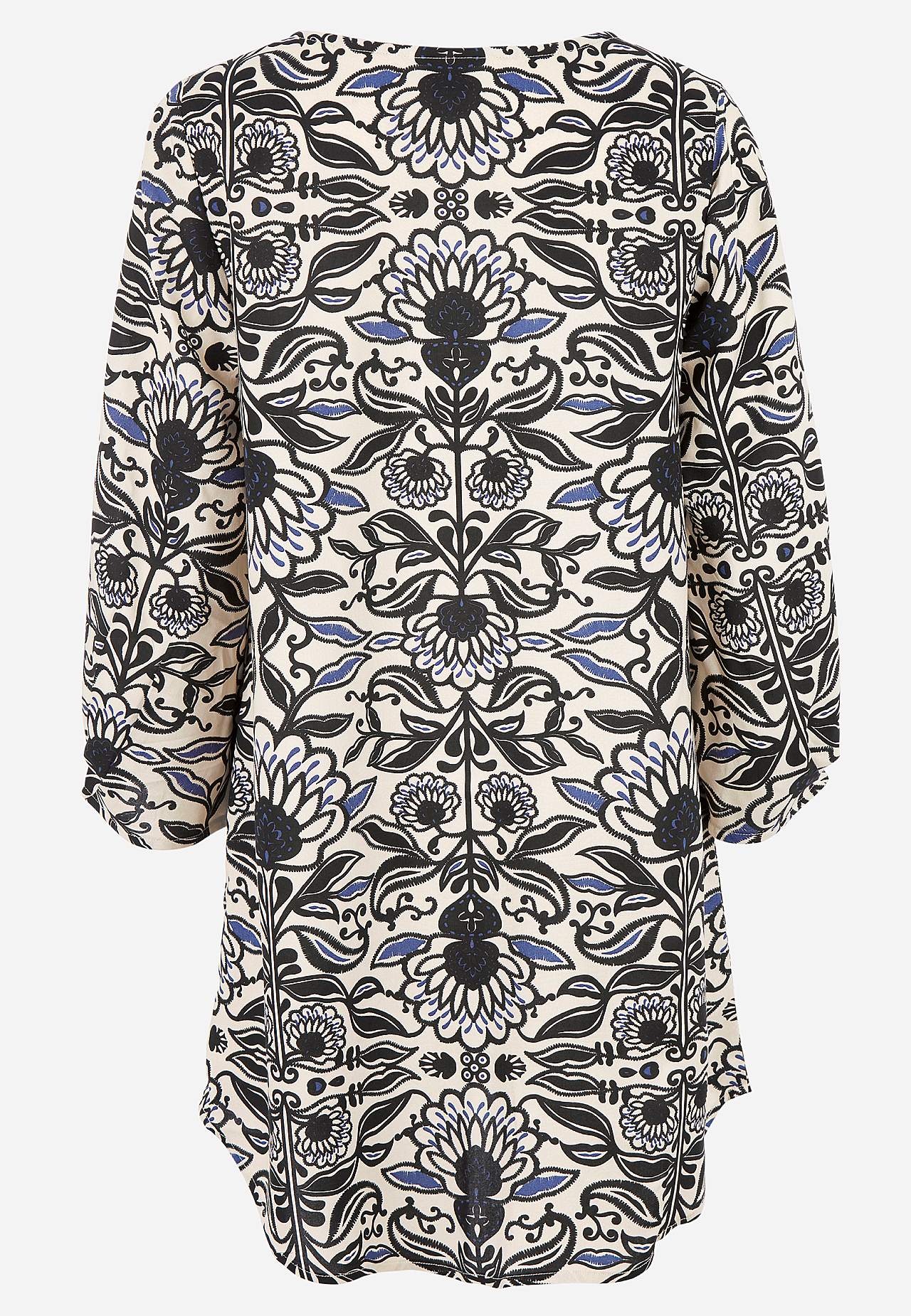 Woven tunic with 3/4 sleeves