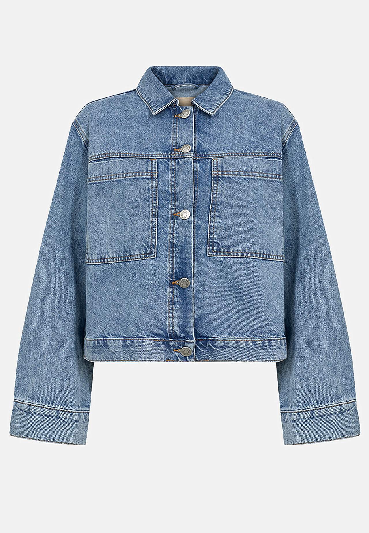 Jeansjakke med store forlommer