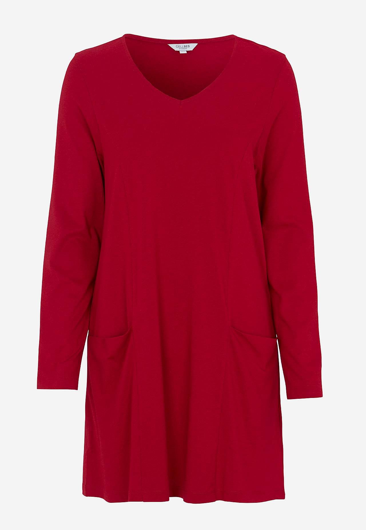 V-neck jersey tuniq with pockets