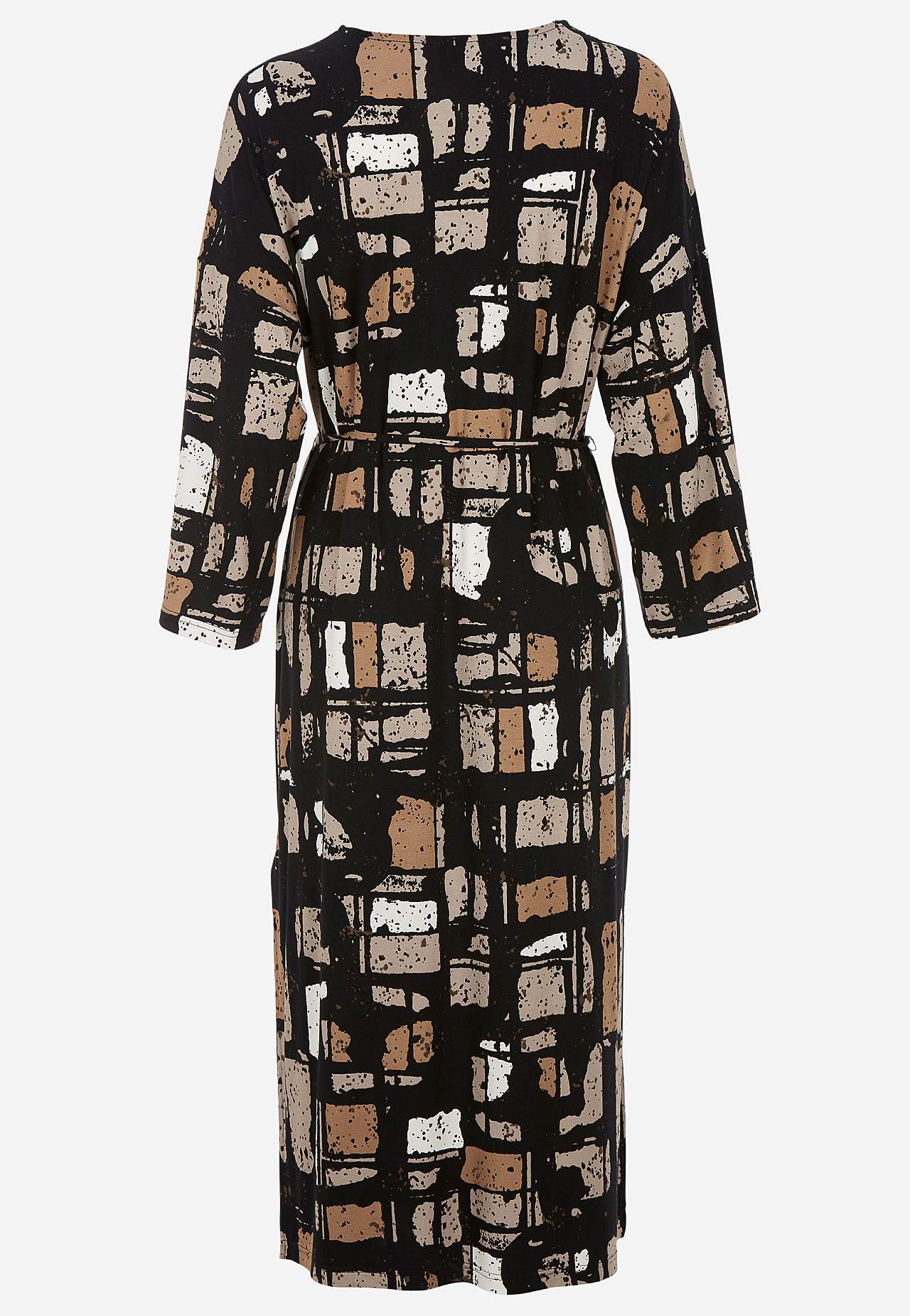 Jersey dress with self-tie belt