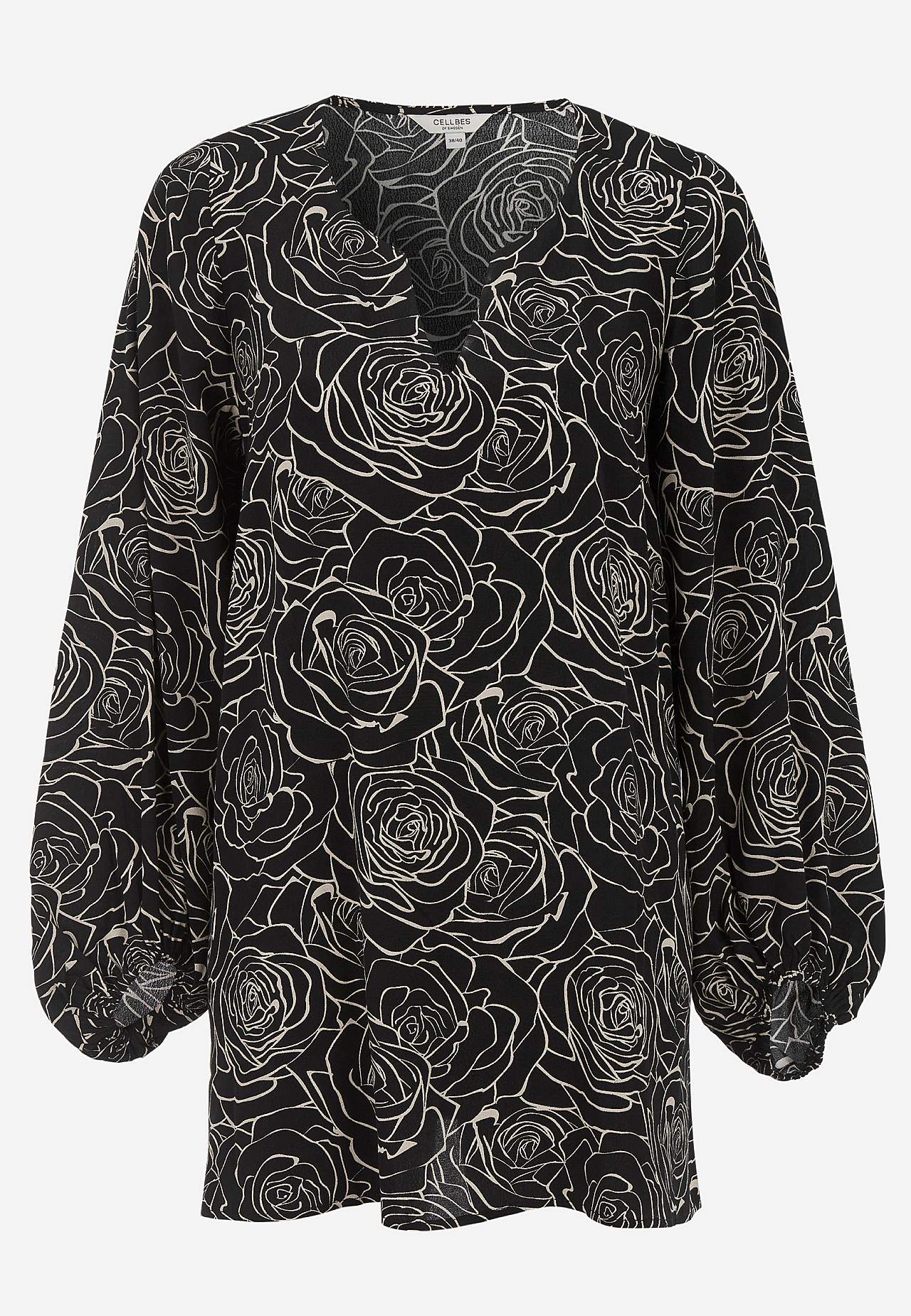 Blouse in viscose with a flower pattern