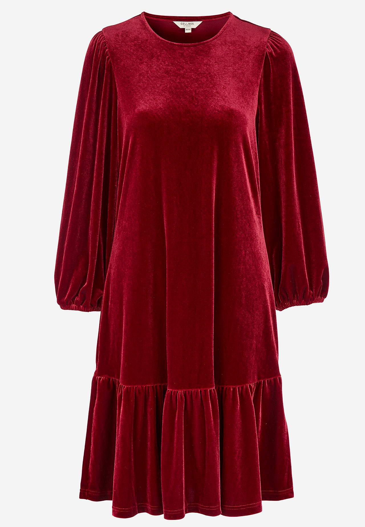 Dress in velour with flounce