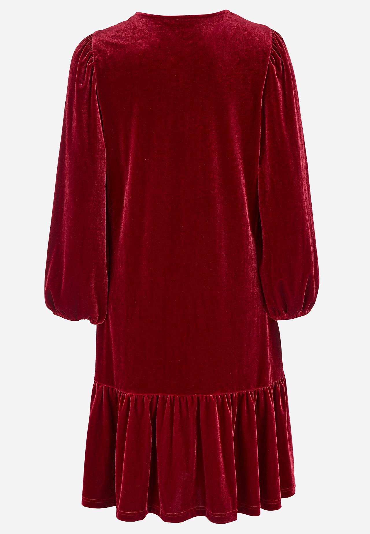 Dress in velour with flounce
