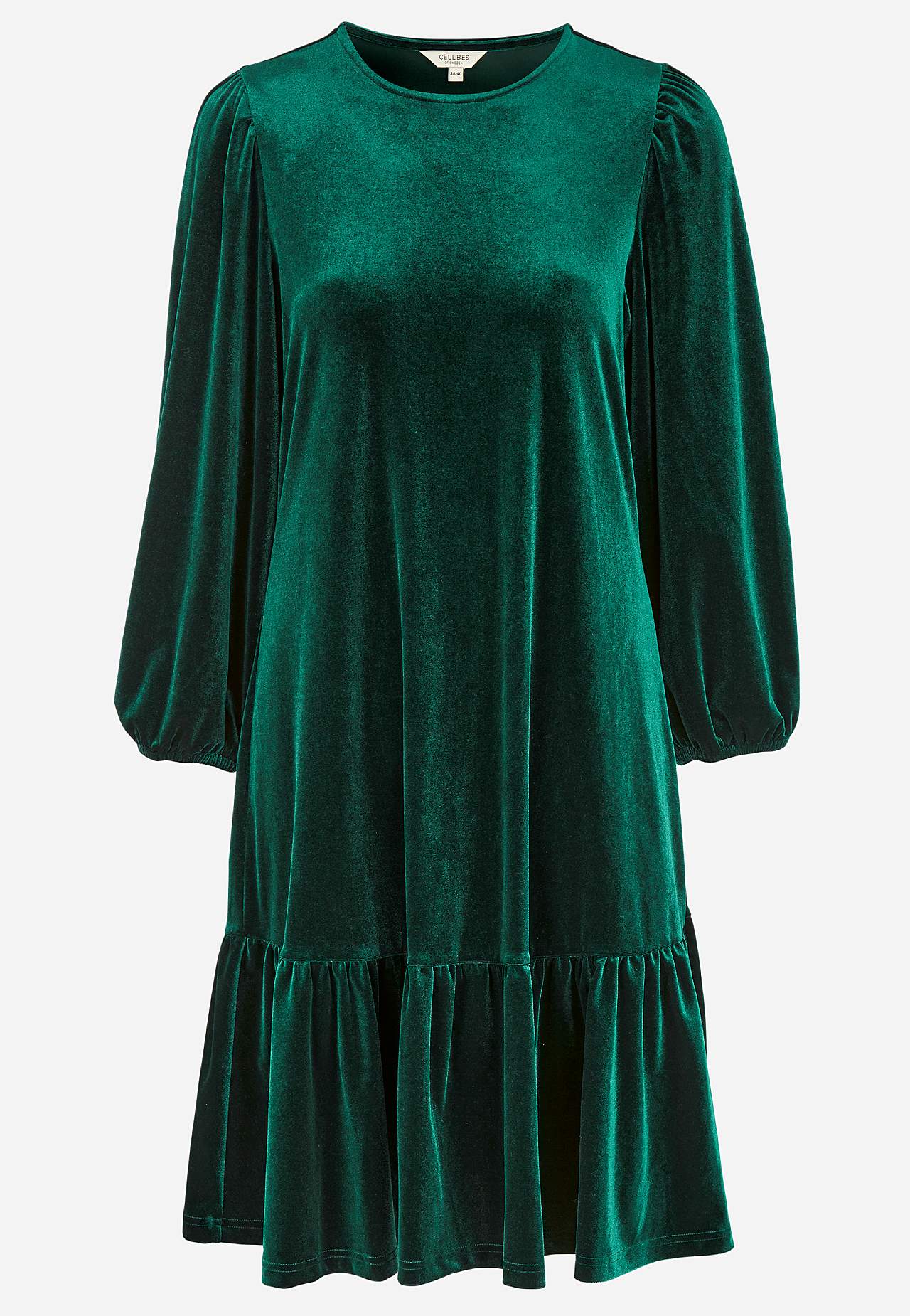 Dress in velour with flounce